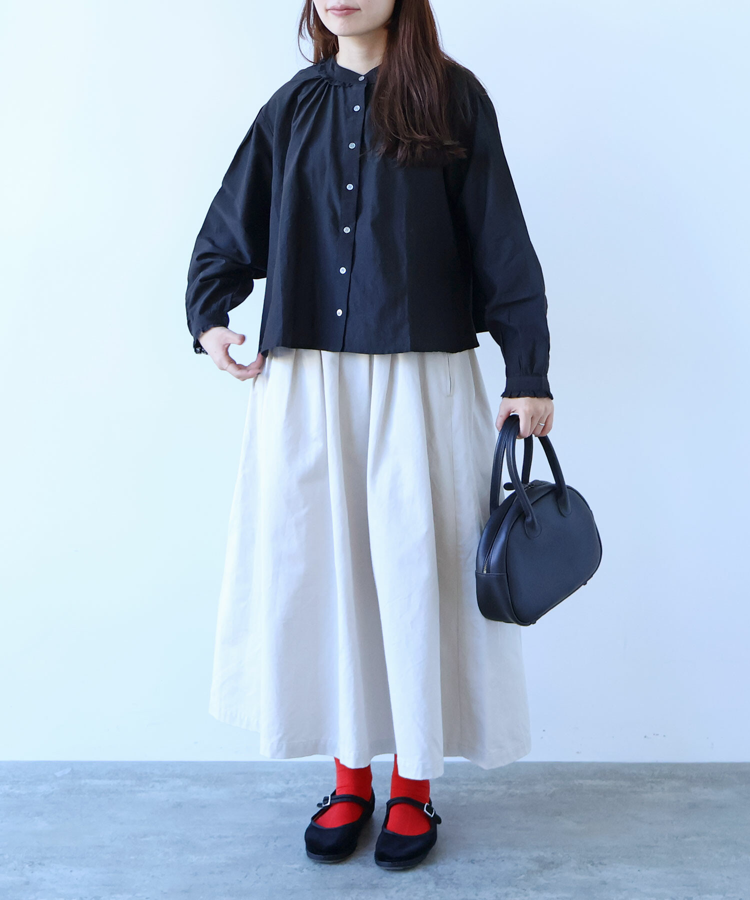 AMBIDEX Store 【予約販売】〇 チノクロス tuck スカート(F オイスター