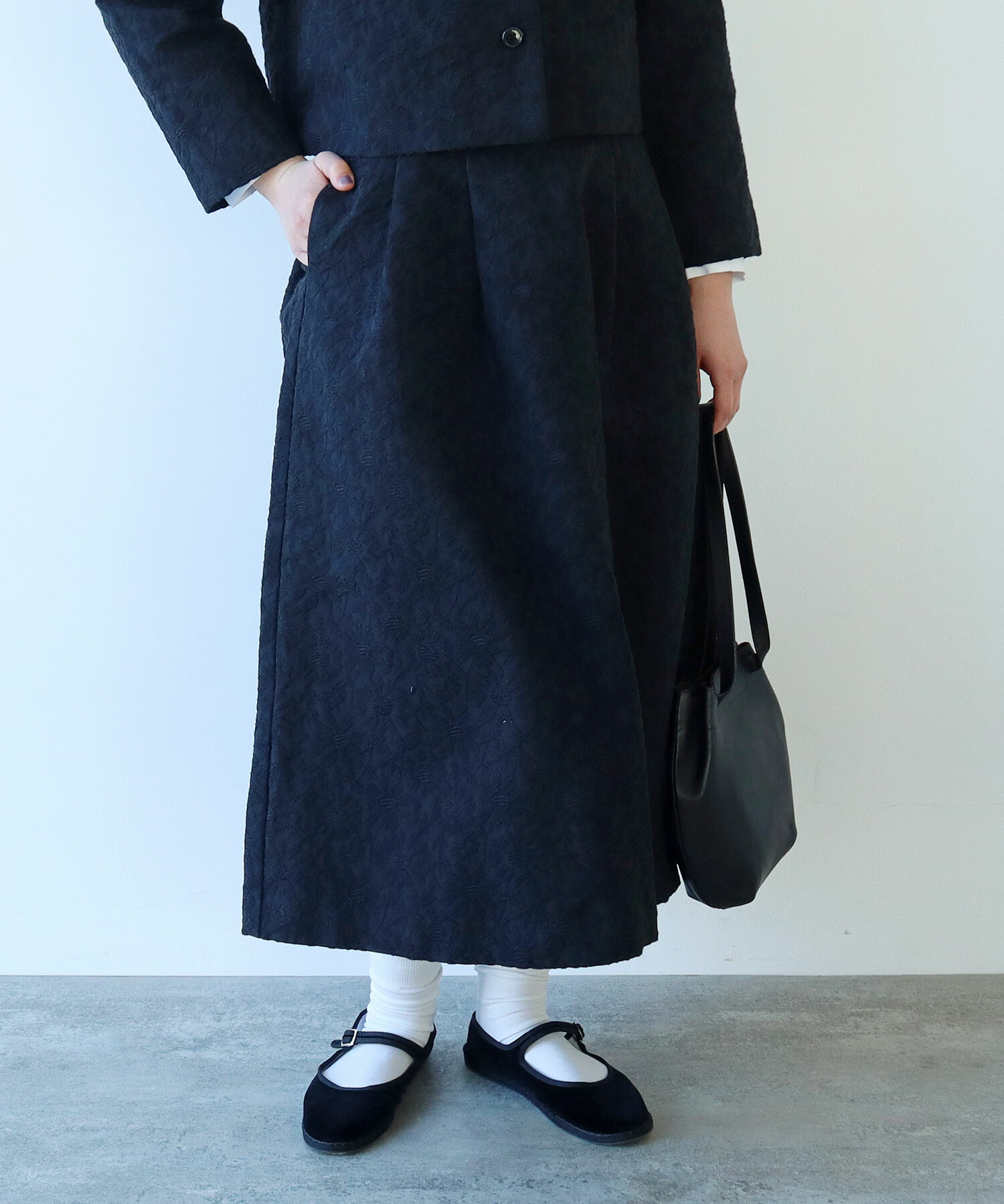 RANDA ジャガードタックスカート ラメフラワージャガードタックスカート | allureville (Women