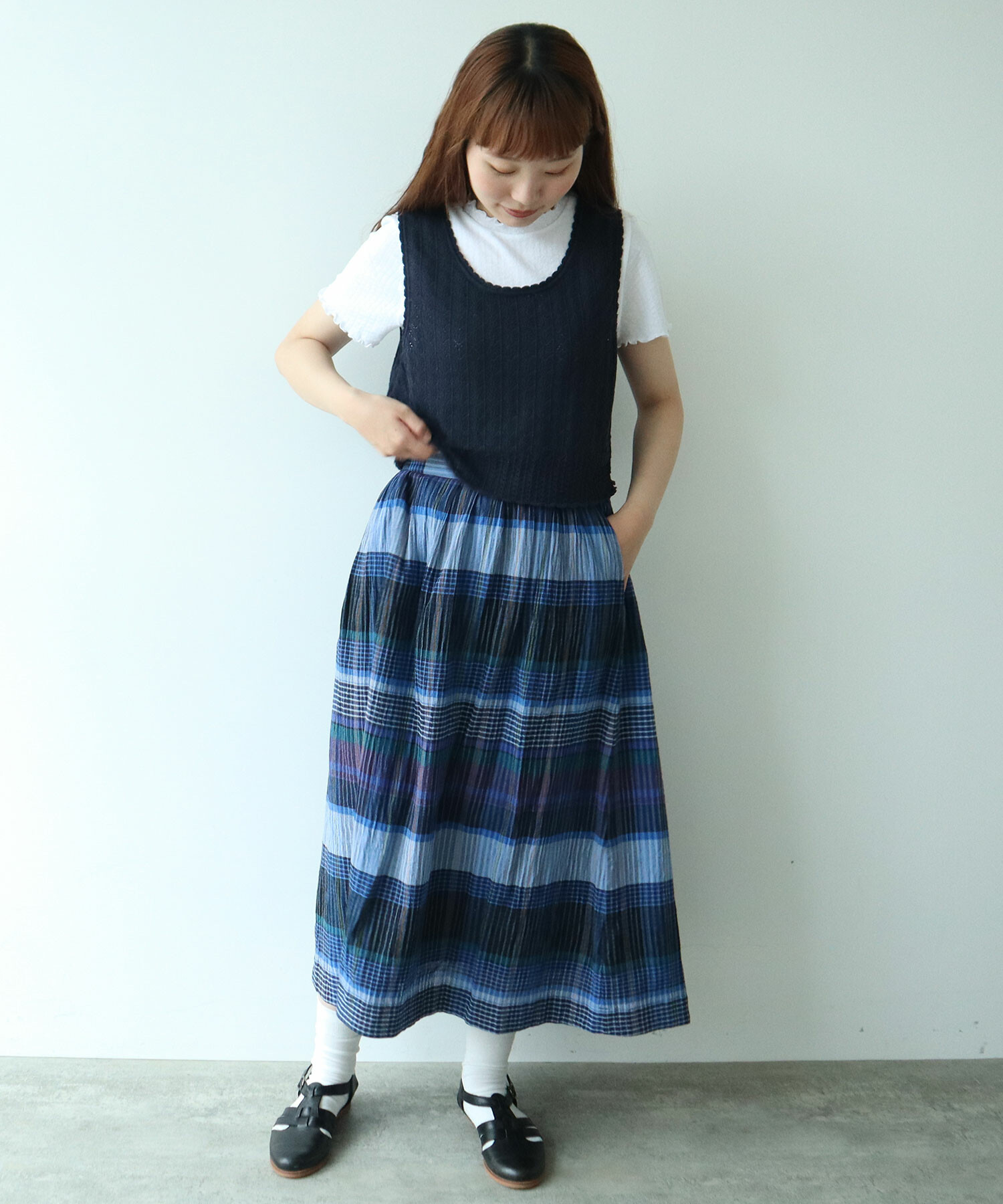 オクスン　チェックスカート　サイズ2 monotone check sk | ok.soon