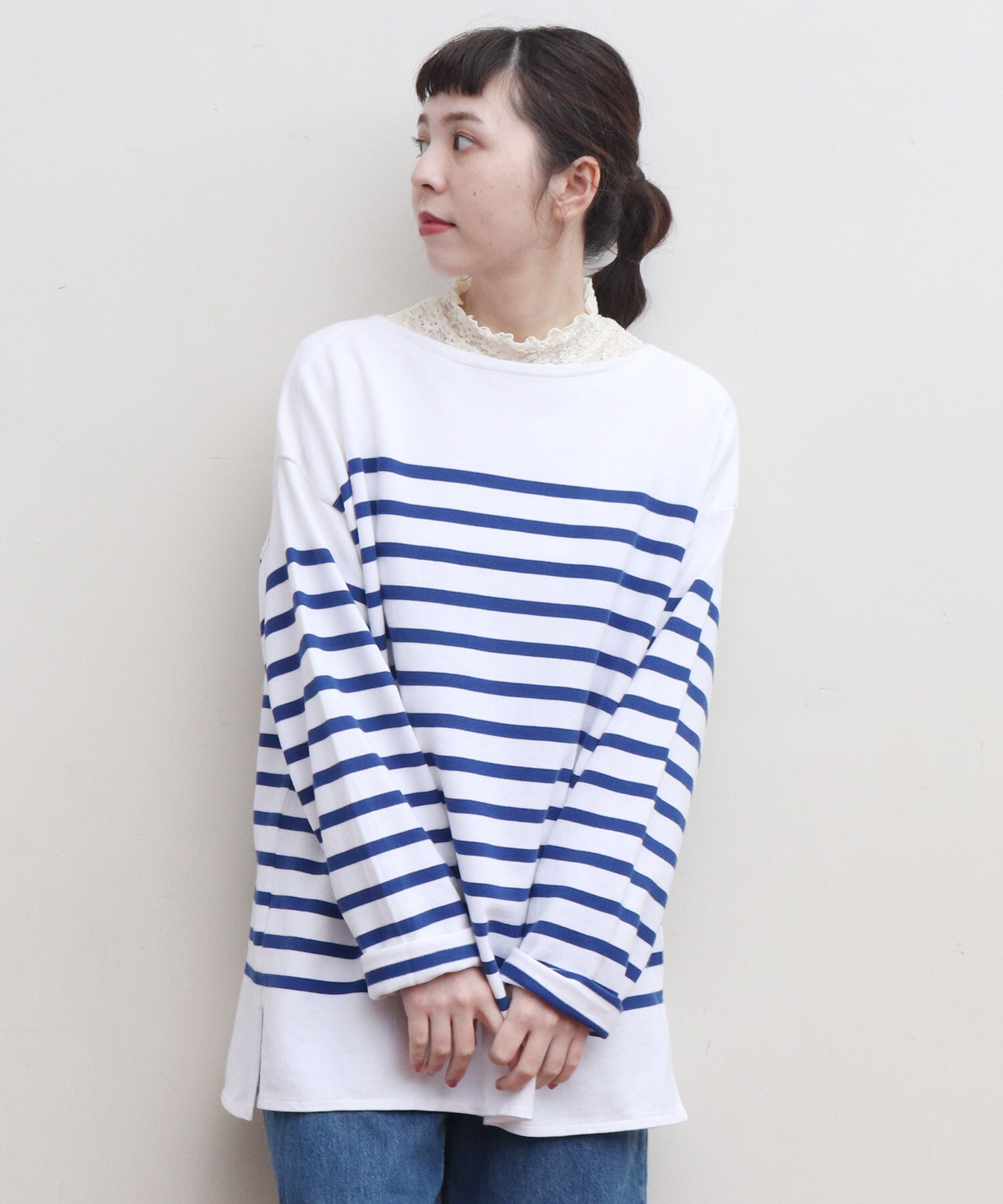 AMBIDEX Store △〇縮絨ラッセルレース メローハイネックプルオーバー(F クロ): Dot and Stripes CHILD WOMAN