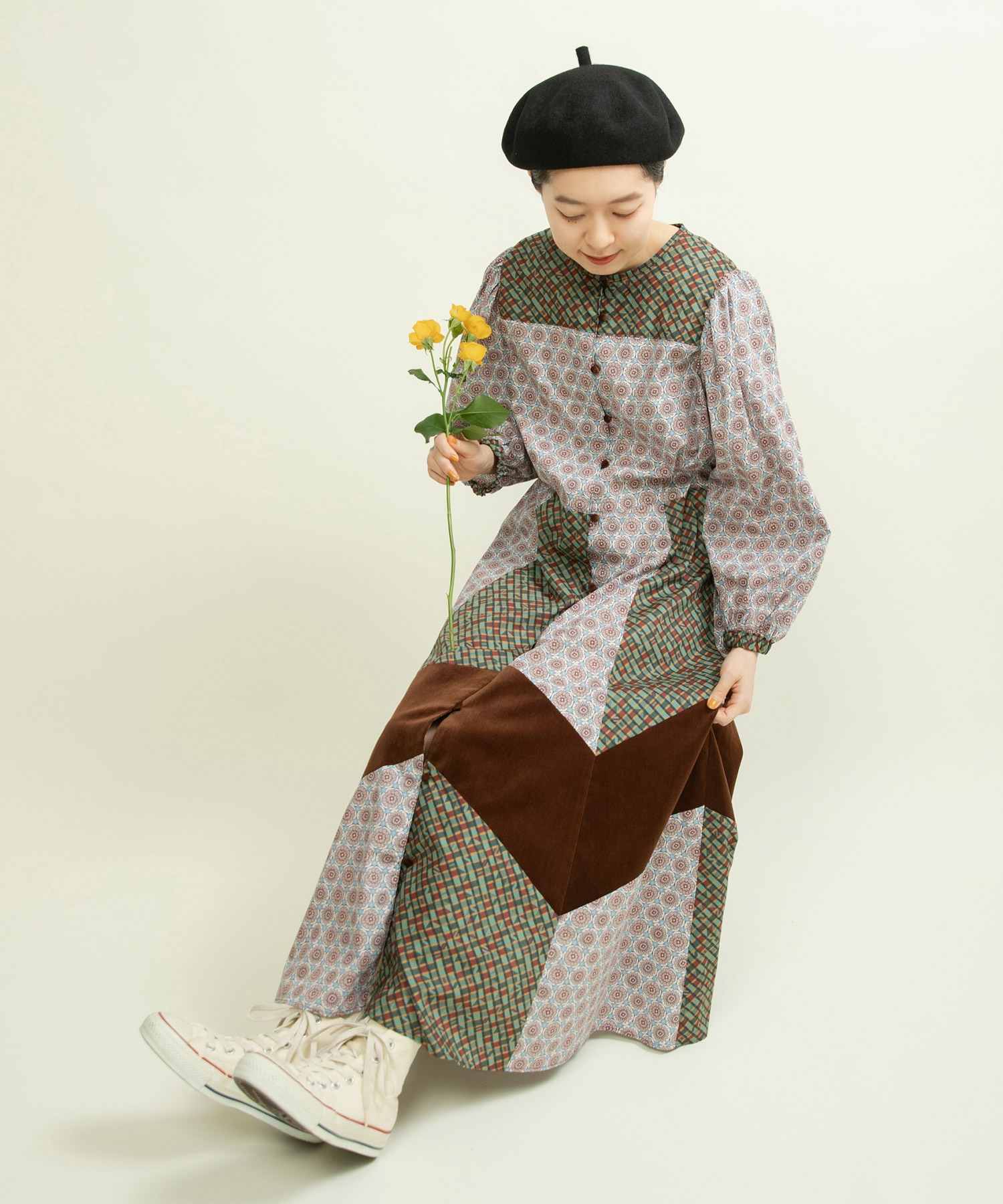 AMBIDEX Store ○リバティ/LIBERTY パッチワーク＆別珍 パフスリーブ