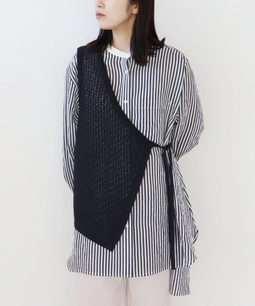 AMBIDEX Store ○CALVIA ストライプ サークル シャツブラウス stripe 
