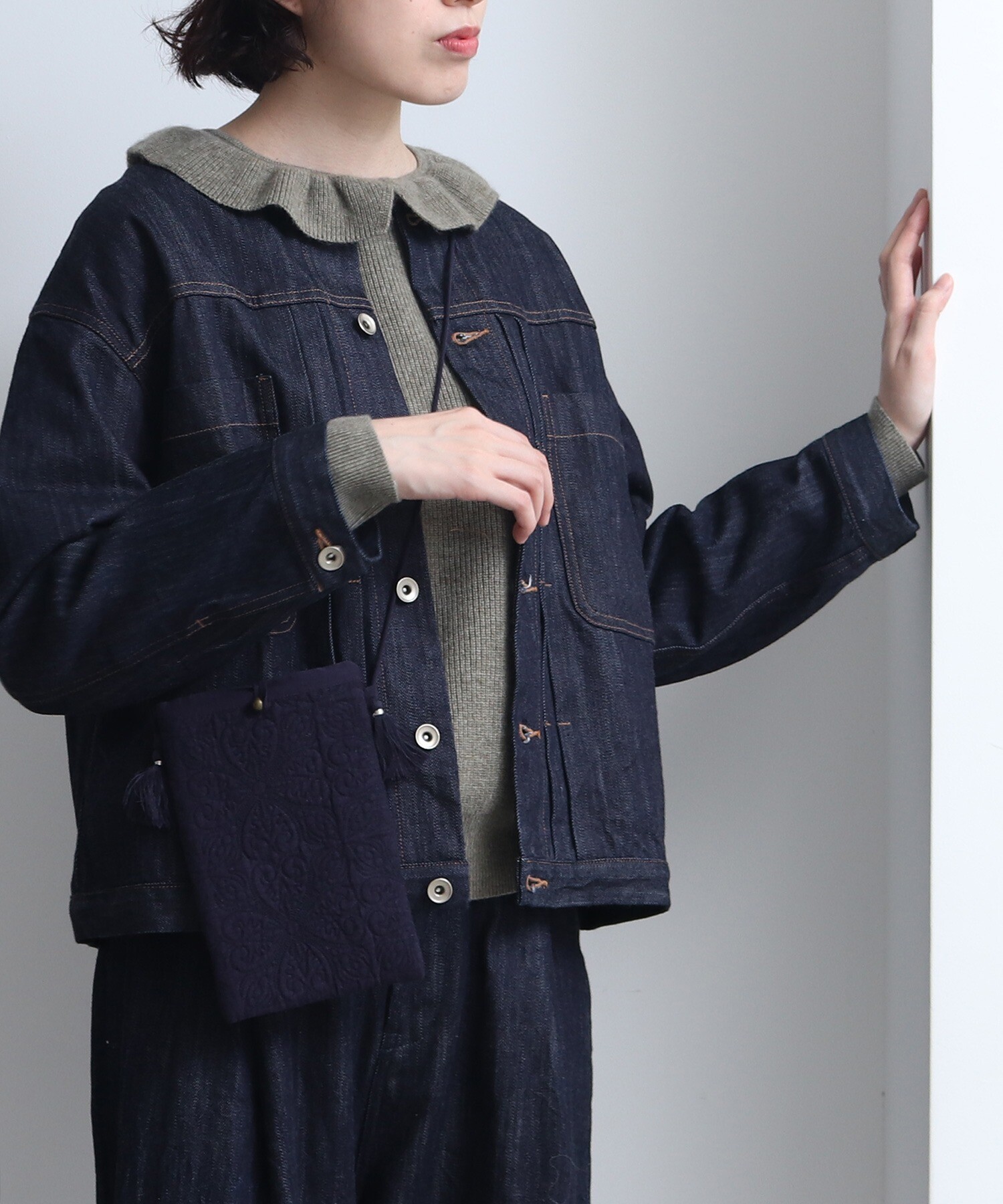 【美品】yuni / 馬布 フルジップ ブルゾン ショートジャケット