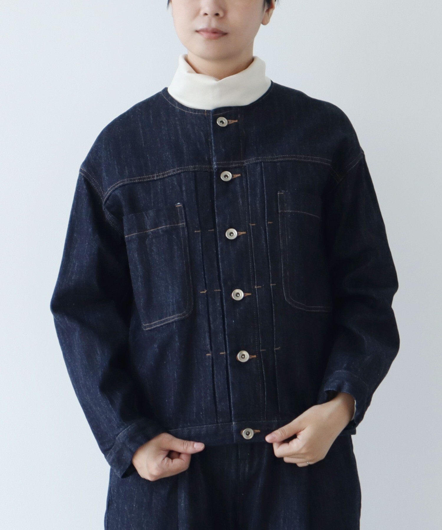 AMBIDEX Store △cotton denim ノーカラー ブルゾン(F コン): yuni