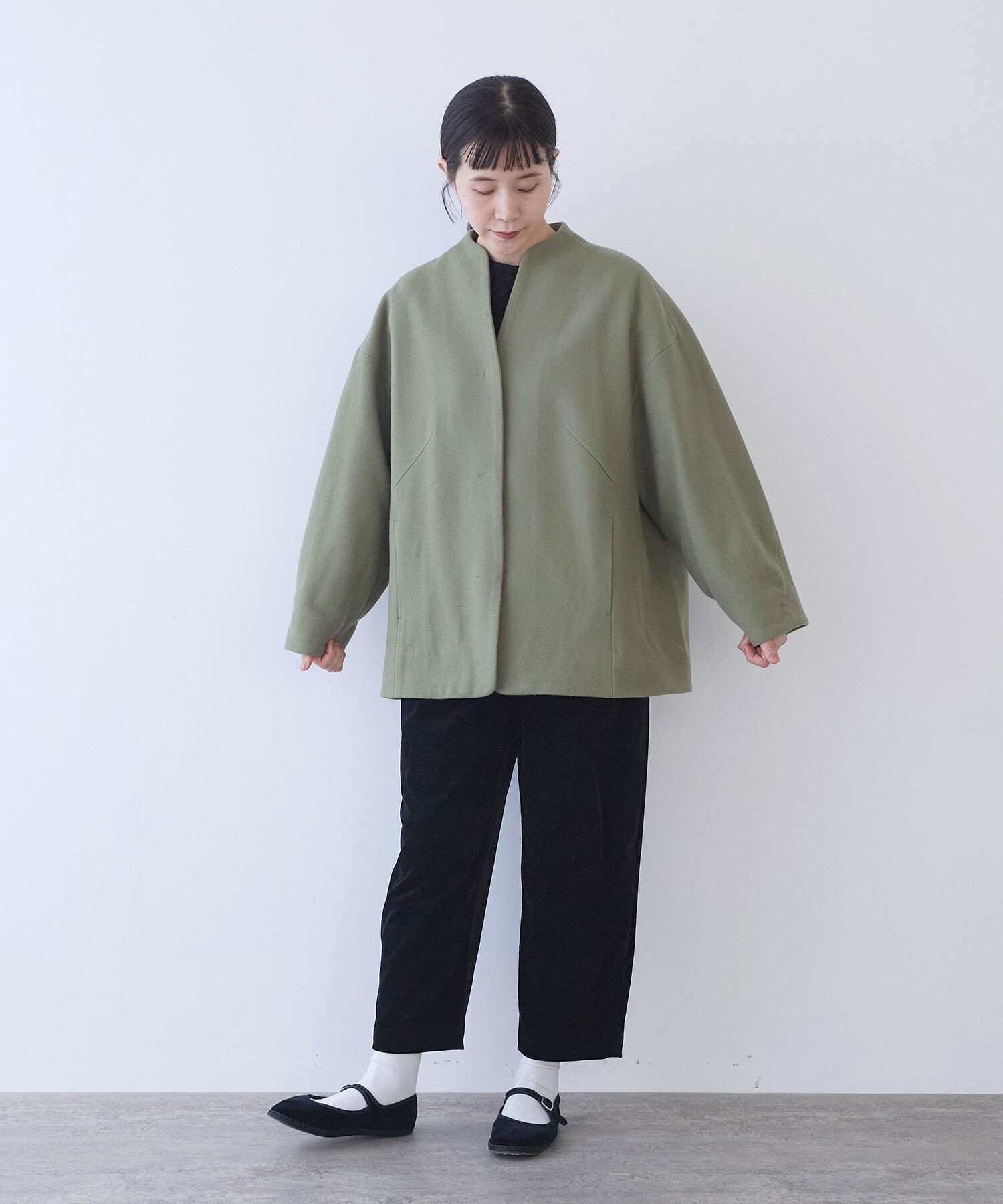 AMBIDEX Store ○ウールsuper100 middle length cocoonコート(F グレー