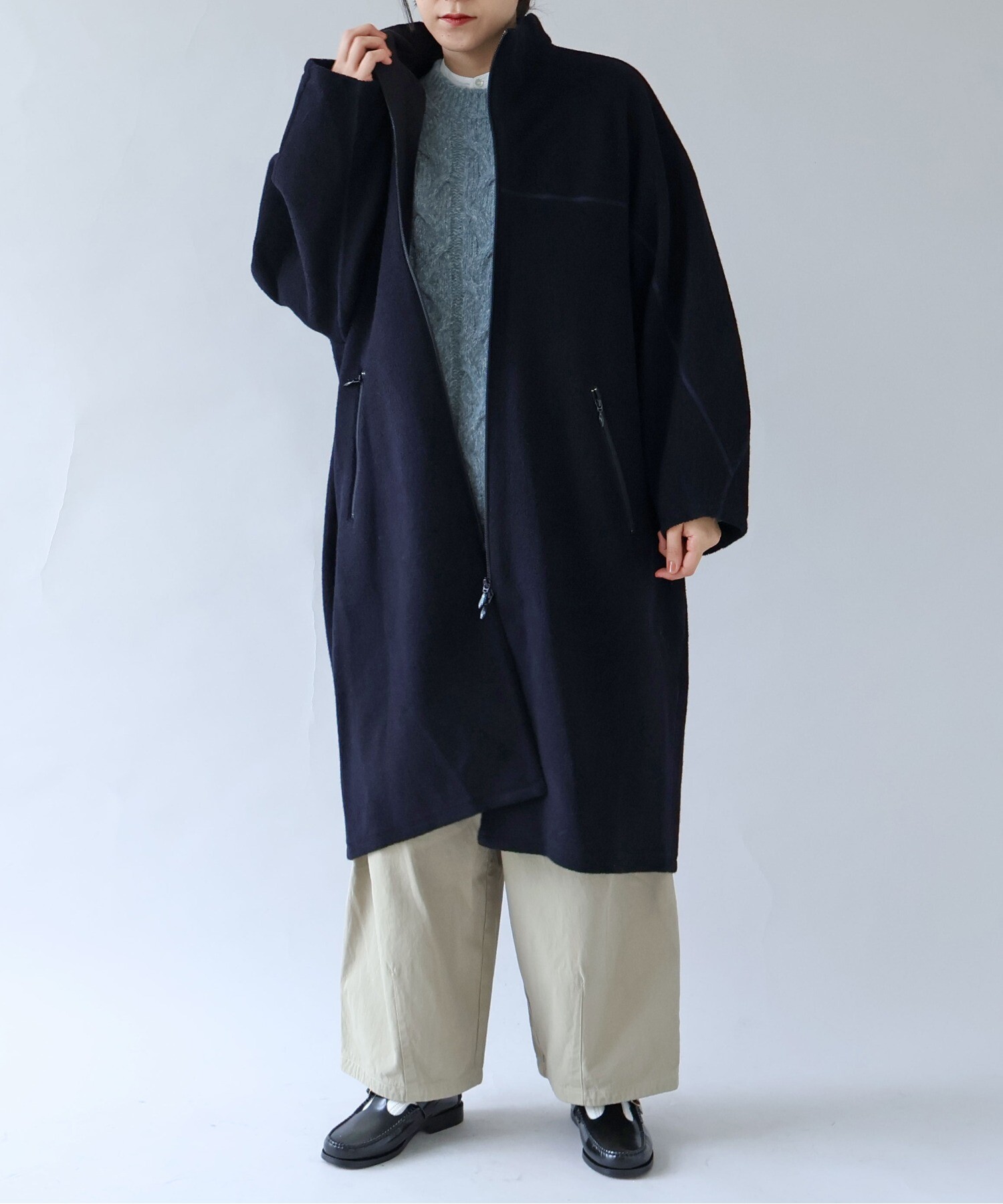 AMBIDEX Store ○コットンウールカシミアボア コクーンコート (F