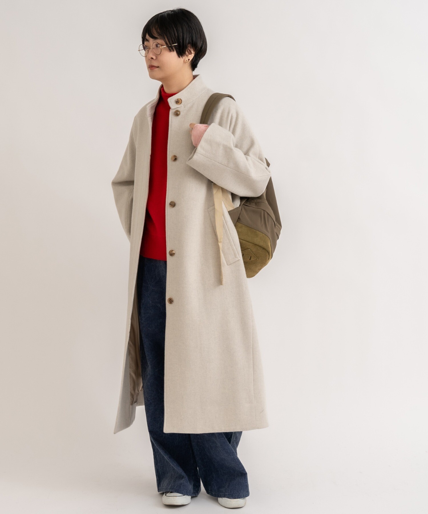 AMBIDEX Store Wool/super100 wide stand collar コート(F クロ): yuni