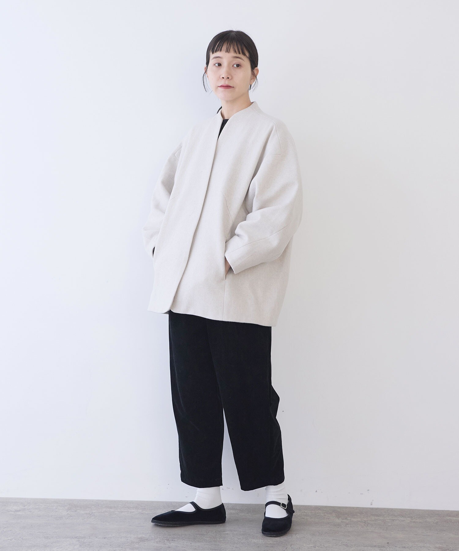 AMBIDEX Store ウールsuper100 middle length cocoonコート(F キナリ