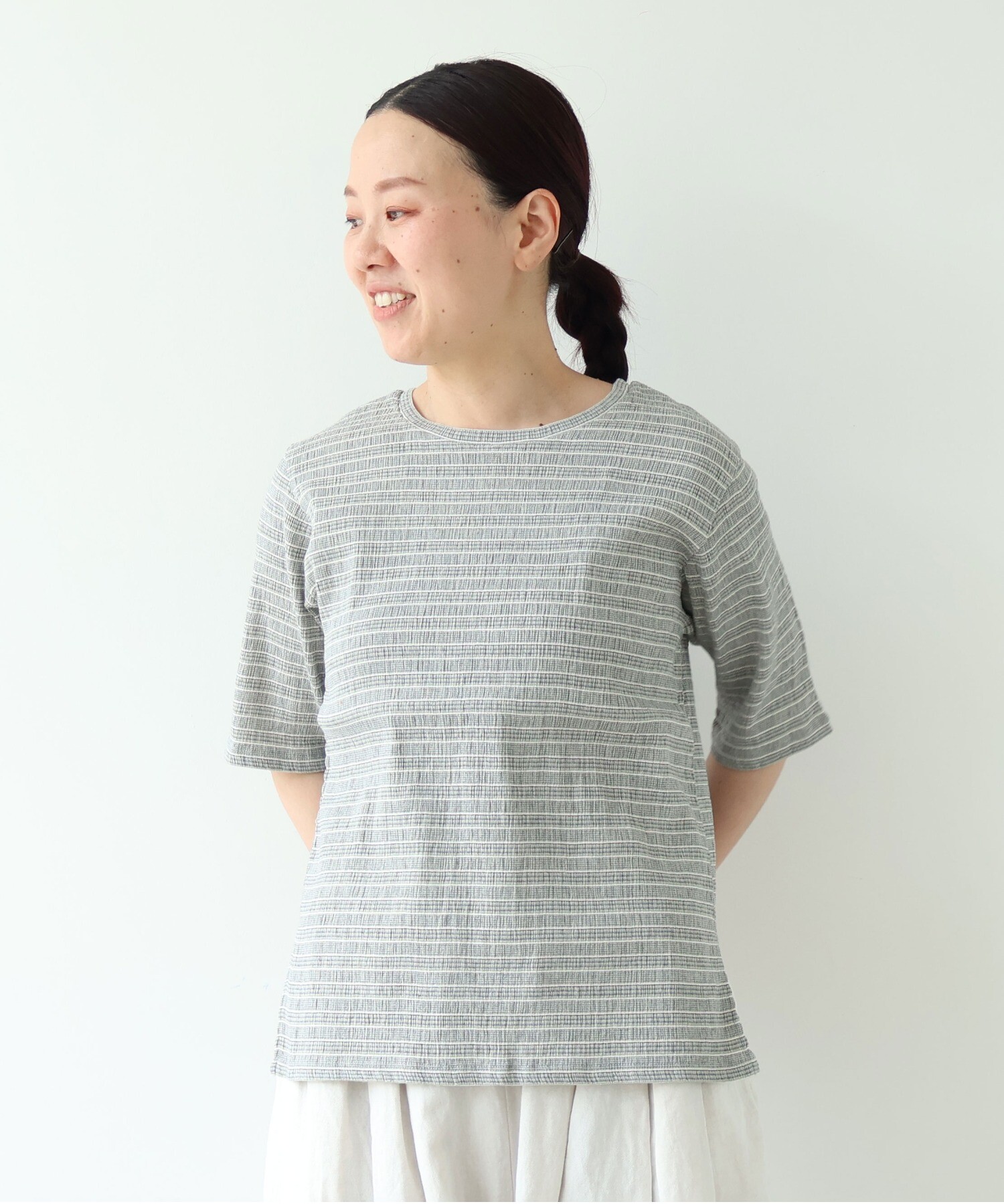 AMBIDEX Store 【予約販売】高島ちぢみマルチボーダー 半袖プル