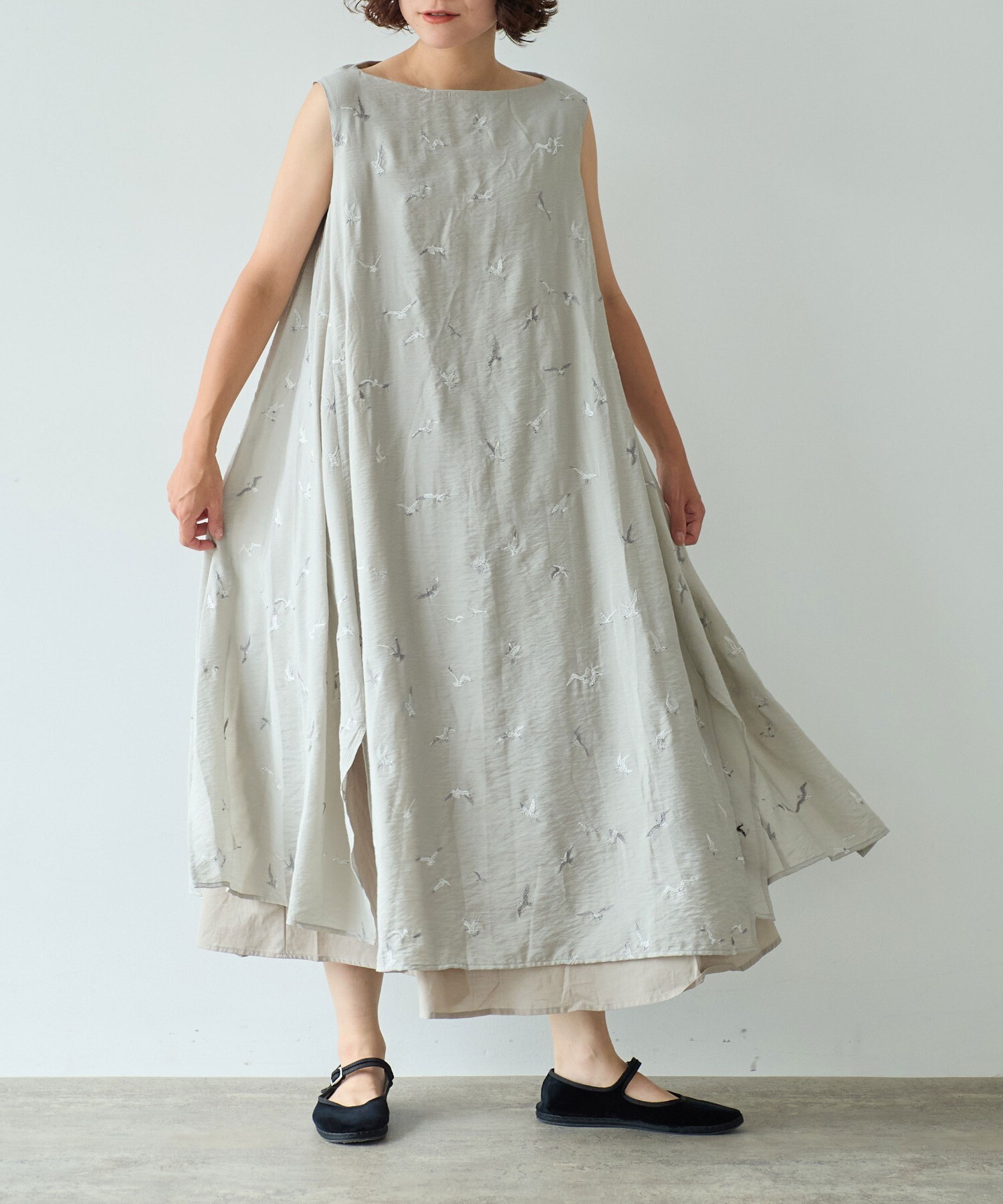 AMBIDEX Store ○bird刺繍 layered ワンピース(F クロ): yuni