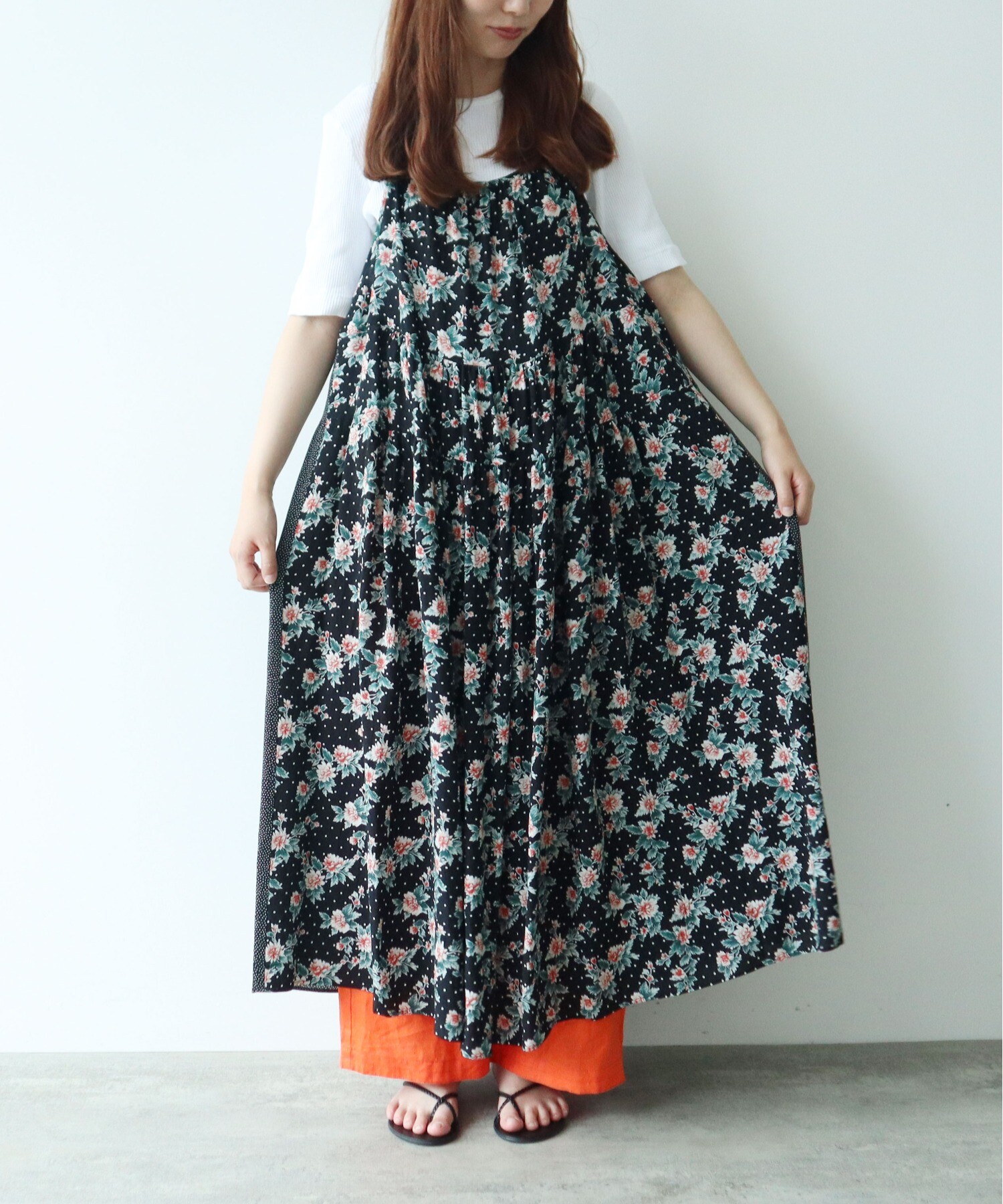 AMBIDEX Store ○dot×flower print jumper スカート(F マルチ