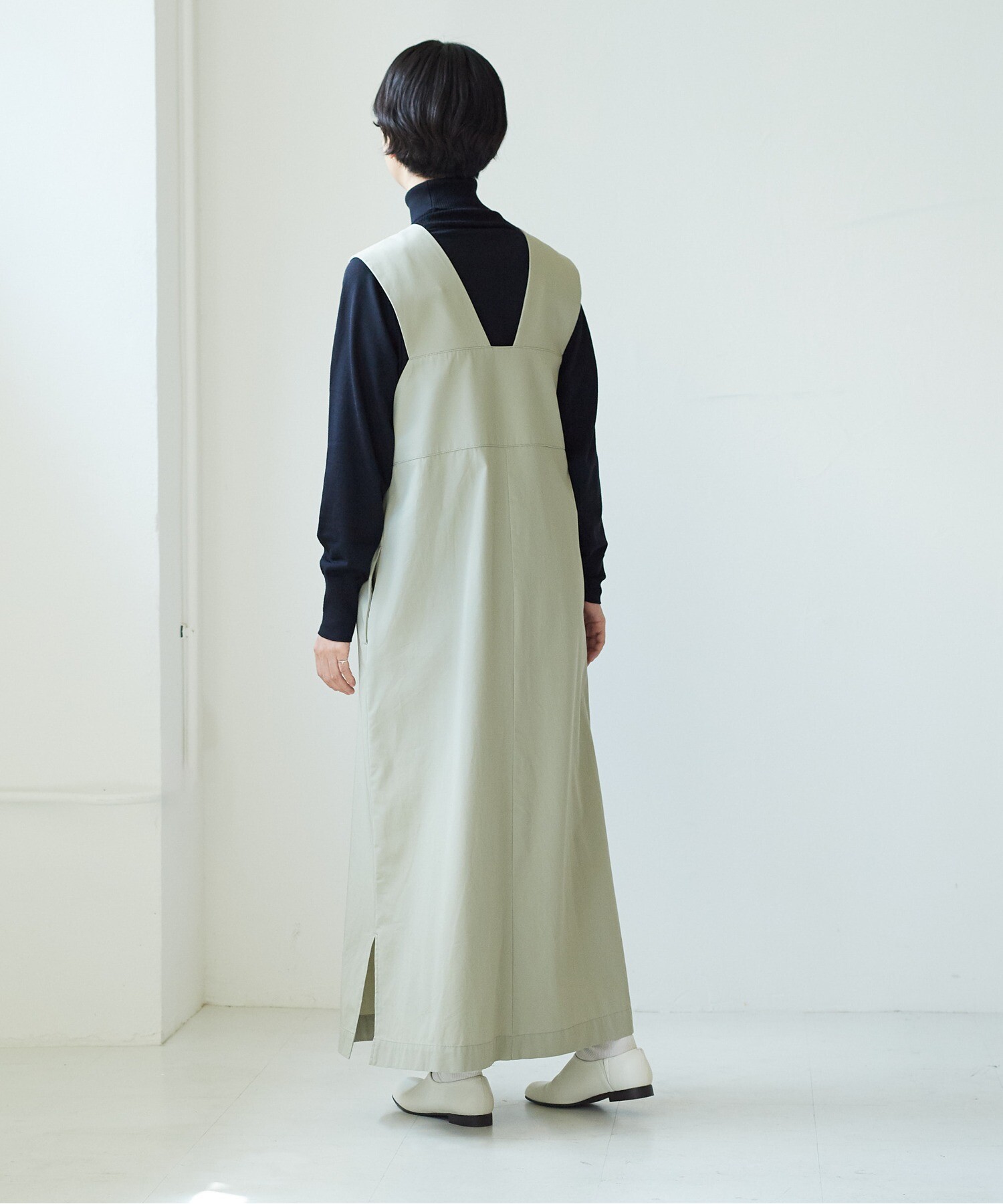 AMBIDEX Store △80/2強撚ギャバコットン jumper skirt(F クロ): yuni