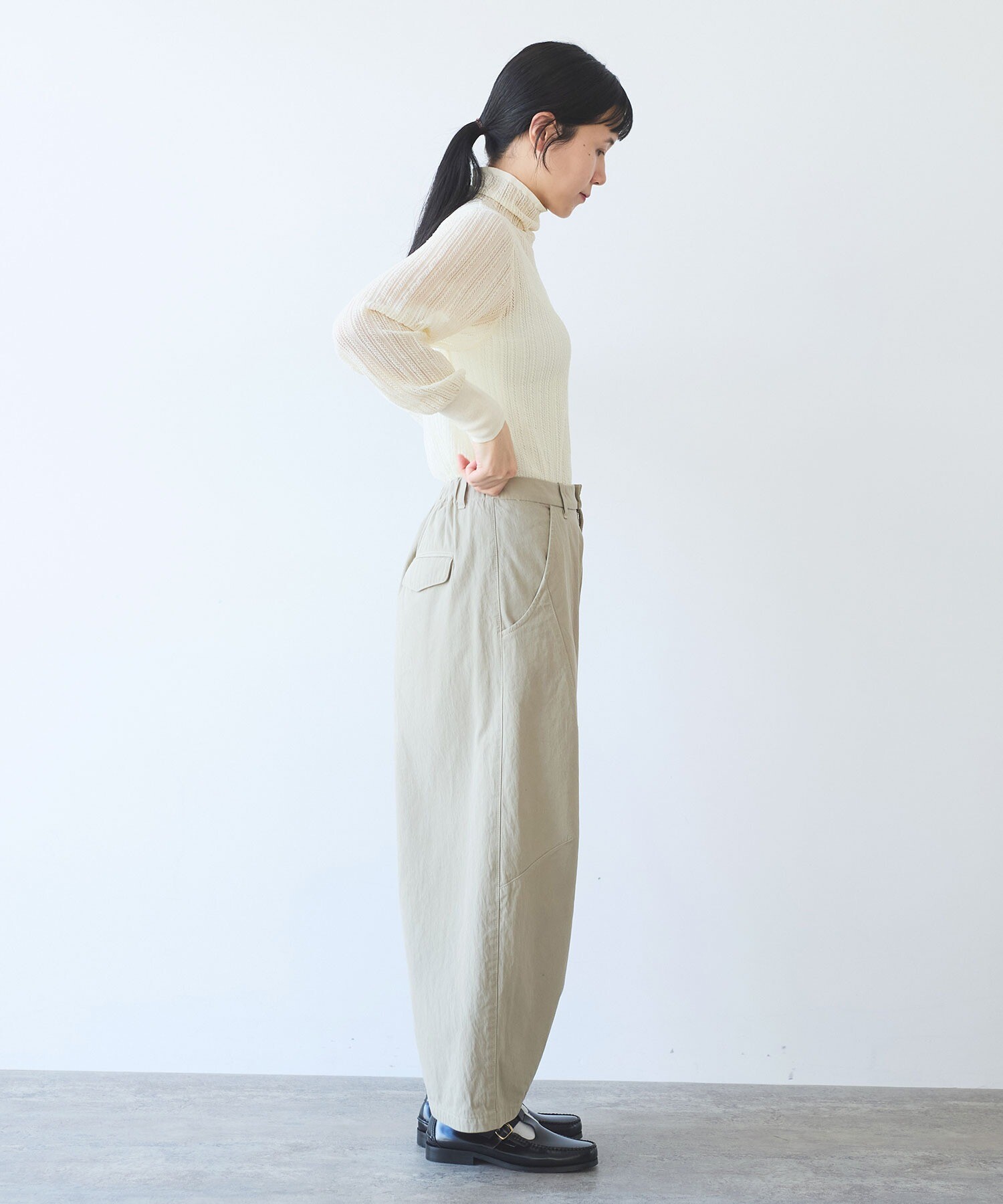 AMBIDEX Store ○強撚コットン近江晒 コクーンパンツ(F カーキ): yuni