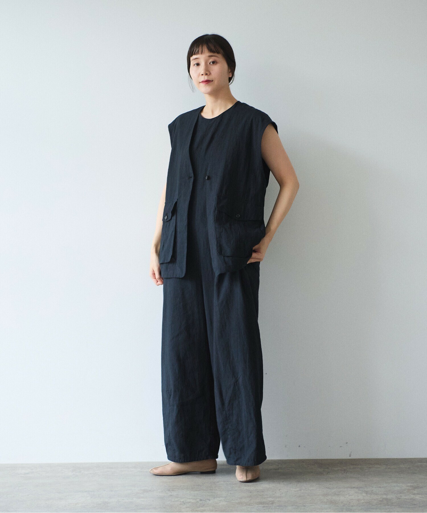 AMBIDEX Store 高密度Cotton/Linen オールインワン(M クロ): yuni