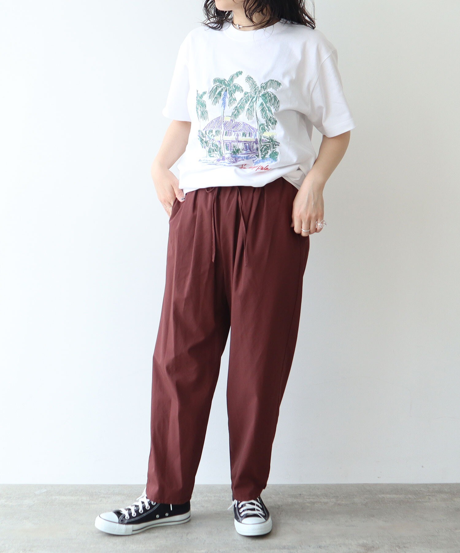 AMBIDEX Store 80/2強撚Cギャバ ベントヘムパンツ(M コゲチャ): yuni