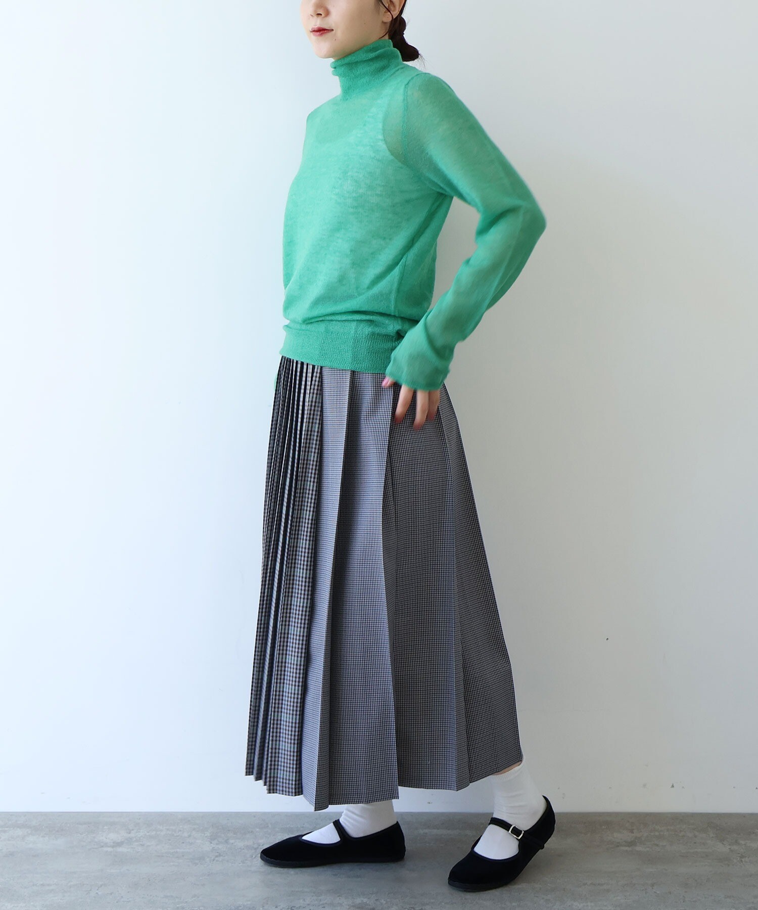 AMBIDEX Store ウール ポリエステル Check switch pleated