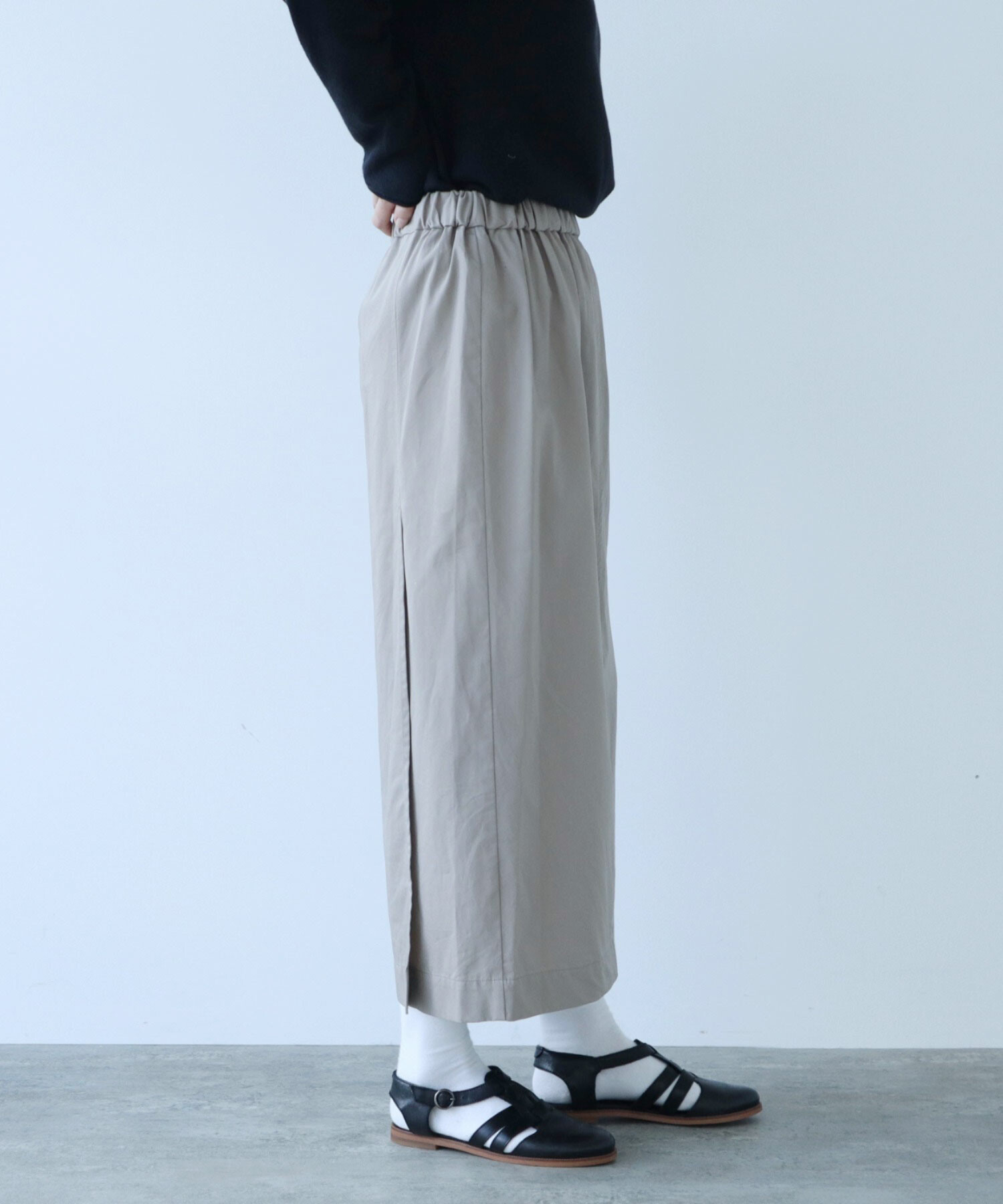 AMBIDEX Store △強撚ラチネラップ Iラインスカート(F ベージュ): yuni