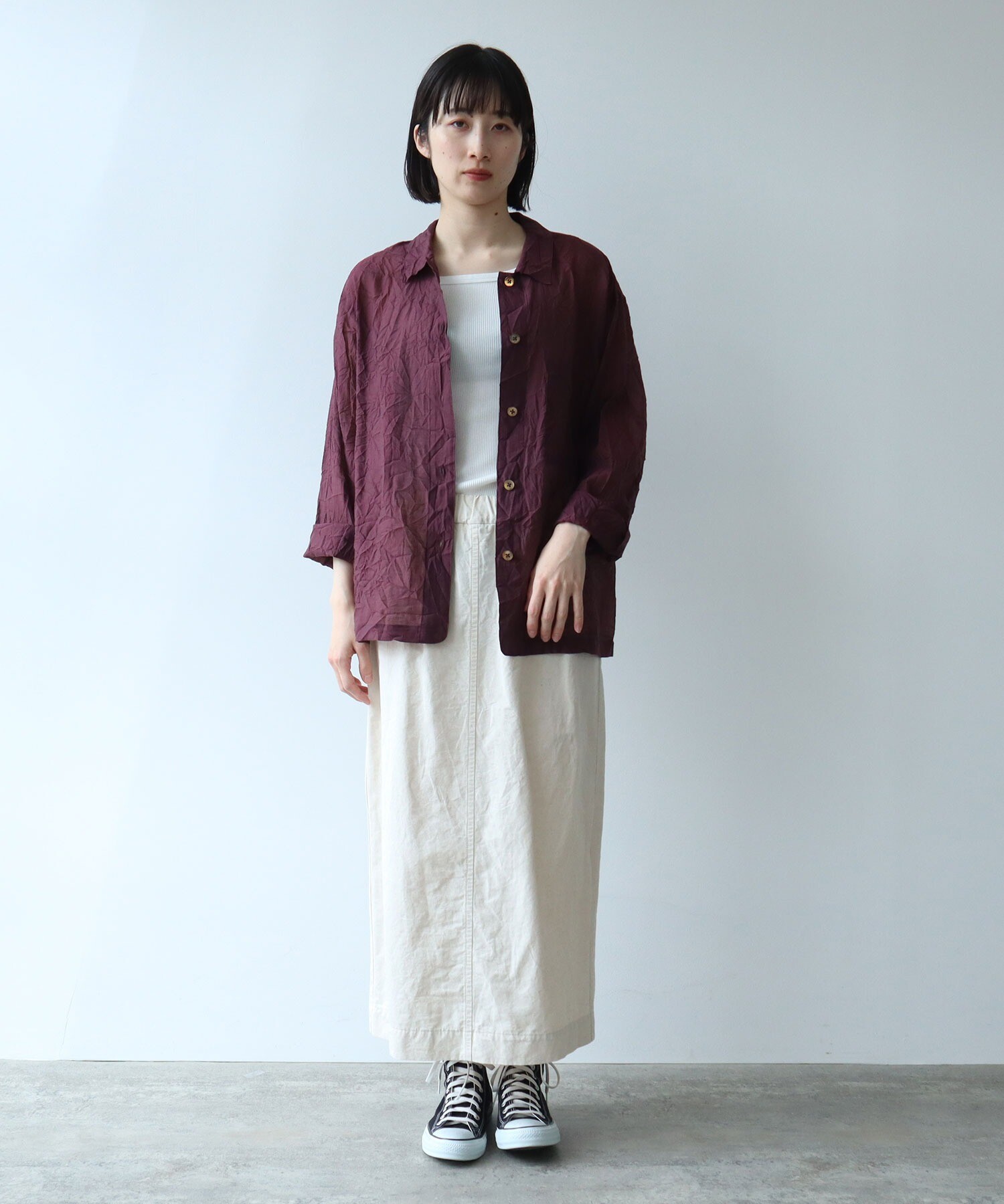 AMBIDEX Store ○コットンリネンツイル Iラインスカート(F クロ): yuni