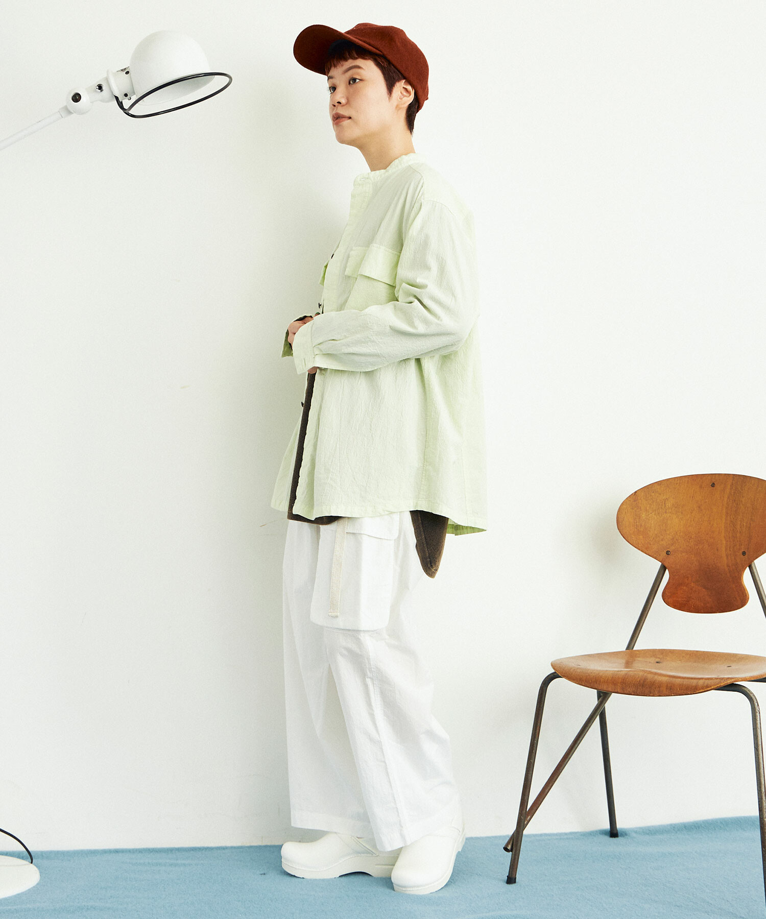 AMBIDEX Store ○強撚POPLIN 製品染 POCKET シャツ(F LIGHT GREY