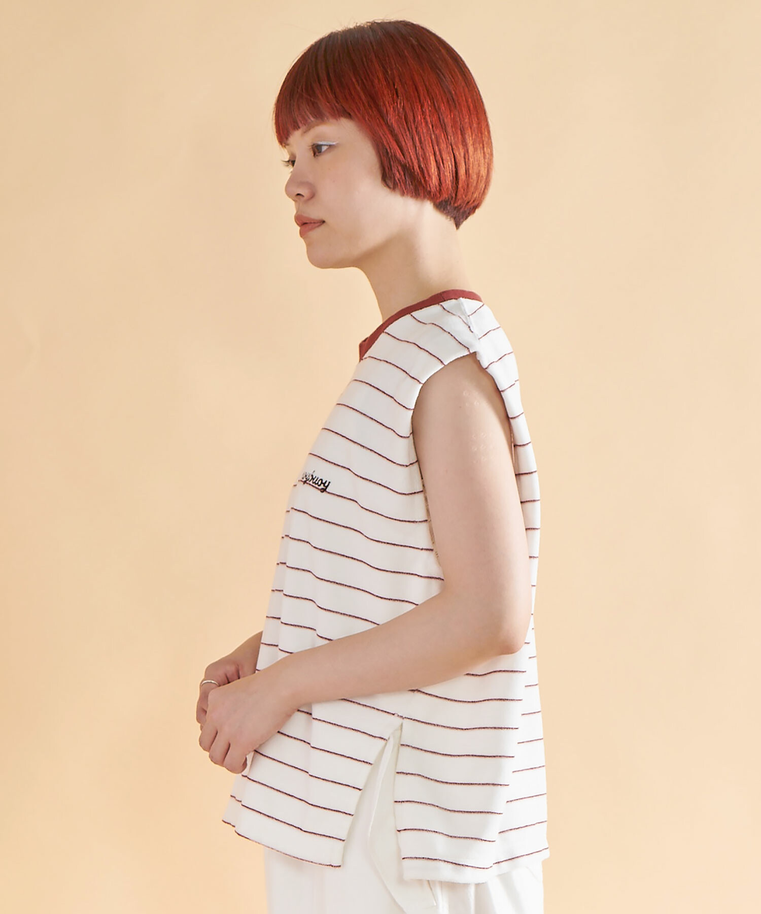 AMBIDEX Store ○pil border MINI プルオーバー(F WHITE×RED): FLAT 