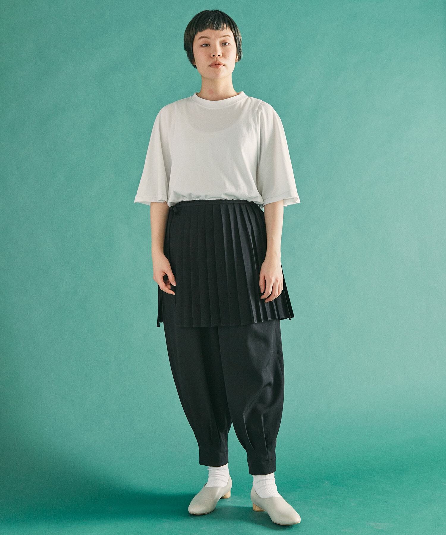 AMBIDEX Store ウールギャバ PLEATS SALON(F BLACK): FLAT-cic-HATENA