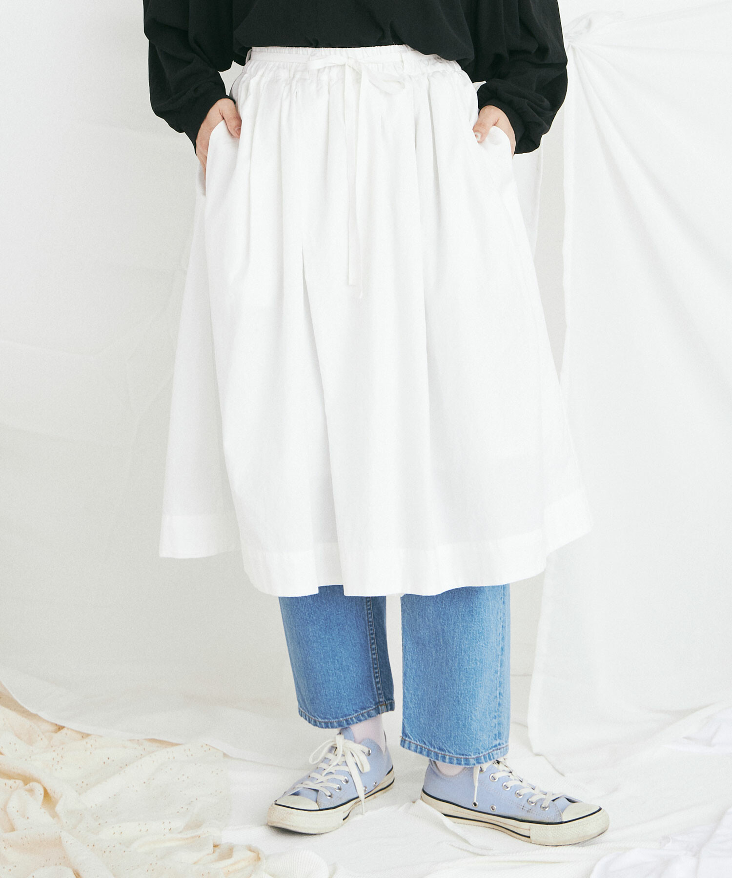 AMBIDEX Store shirting fabric RAP スカート(F FINX OX/WHITE): buoybuoy