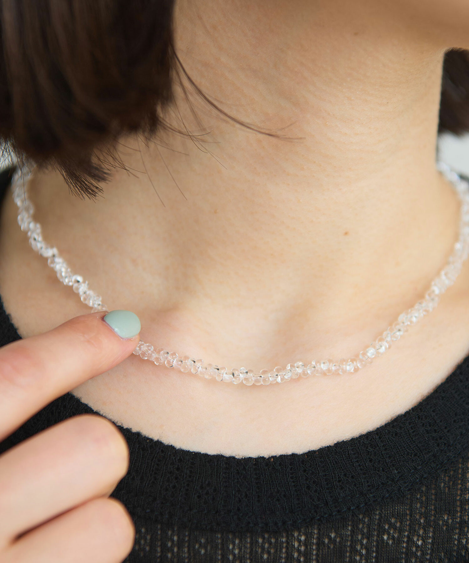 AMBIDEX Store ガラスビーズ ショート ネックレス(F クリア): iki