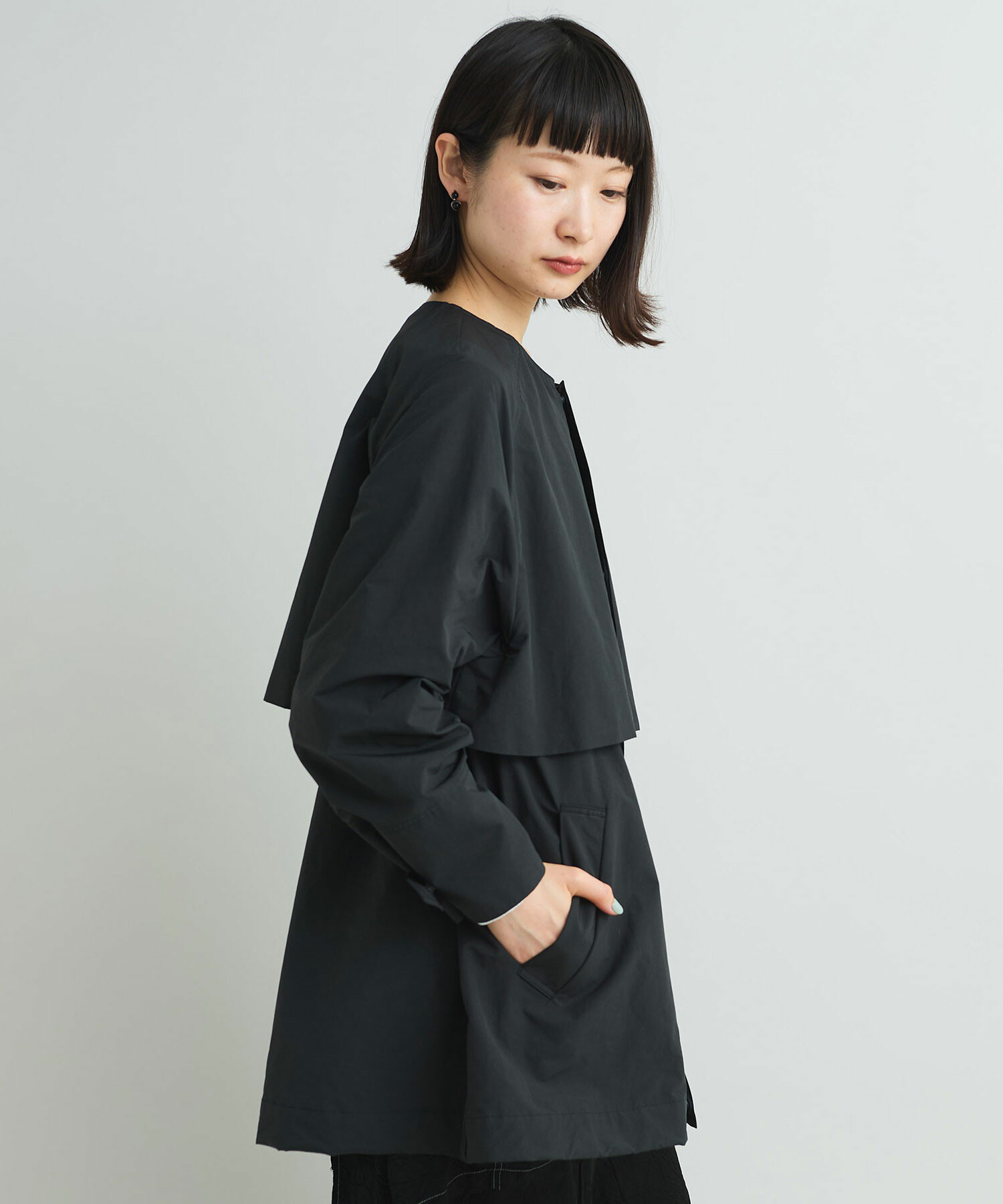 AMBIDEX Store 〇ピーチスキンタフタ ショート コート(F クロ): iki