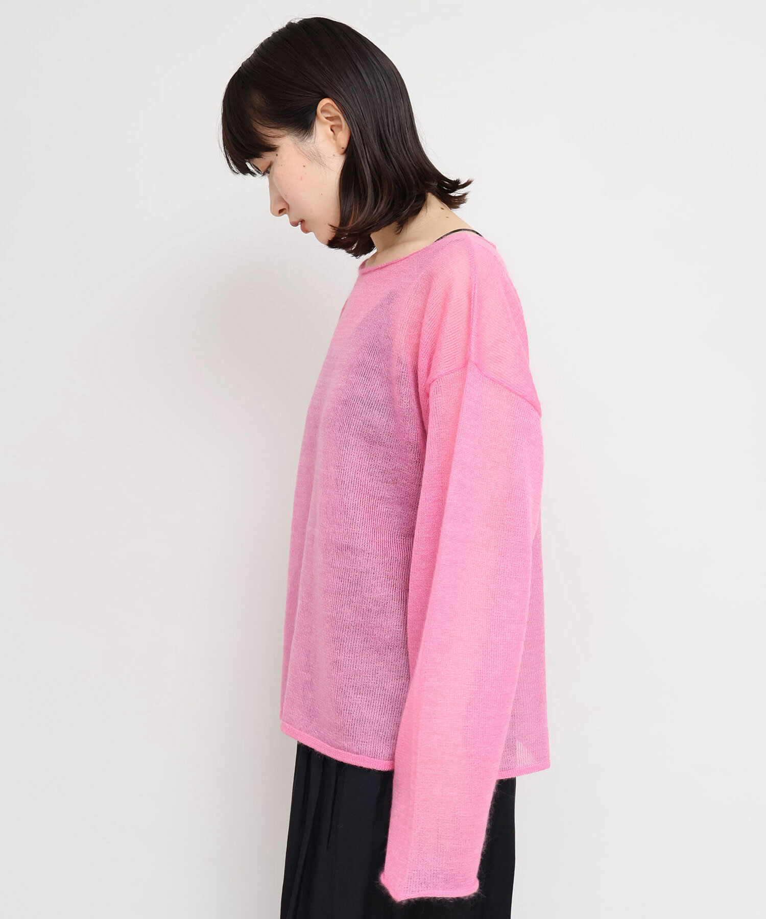 AMBIDEX Store 〇針抜きシアーモヘア 長袖 プルオーバー(F