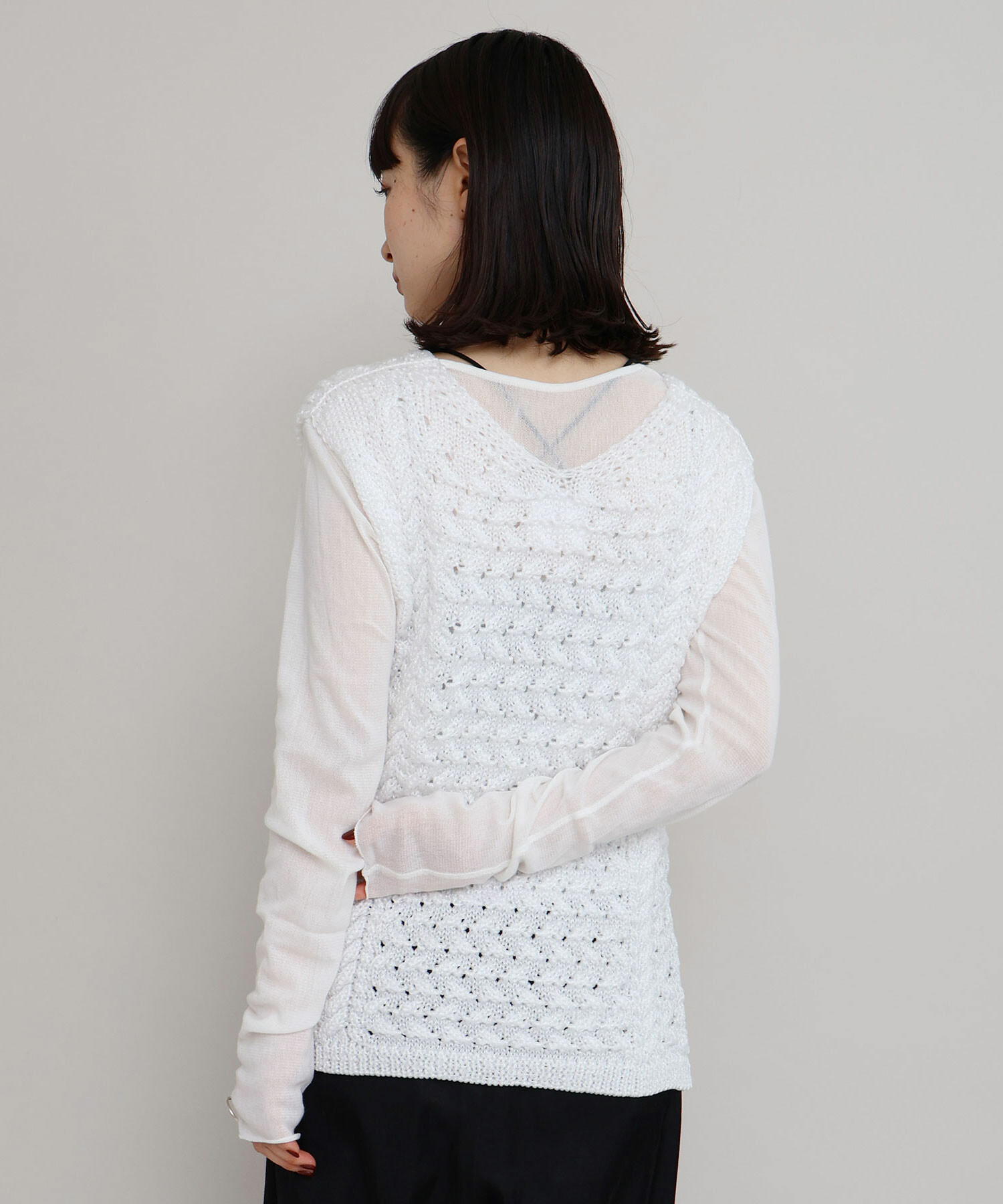 AMBIDEX Store 〇ナイロンリリーヤーン アラン編み ベスト(F クロ): iki