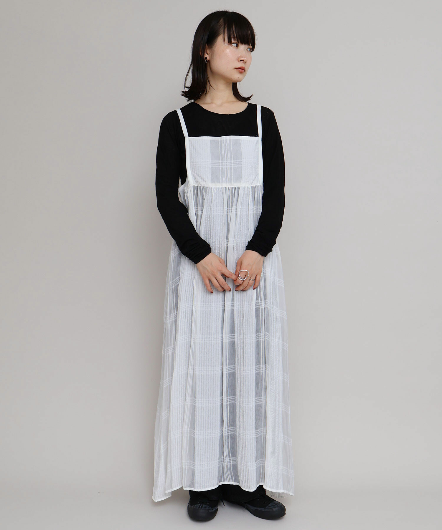 AMBIDEX Store 〇二重織チェック キャミ ワンピース(F クロ): iki