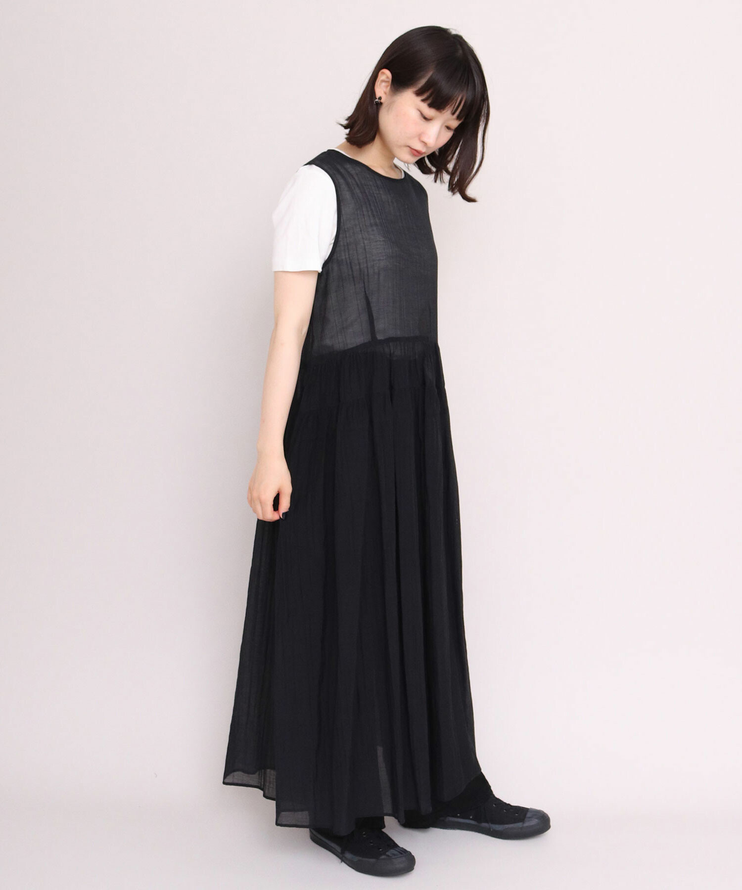 AMBIDEX Store 〇ナイロン綿ローン ティアードワンピース(F シロ): iki