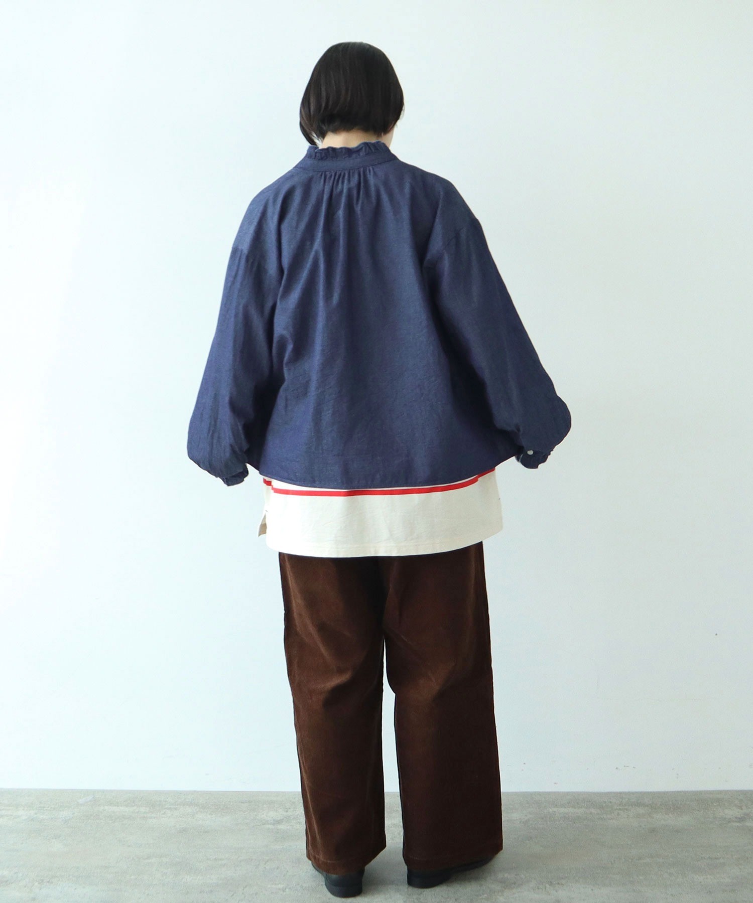 AMBIDEX Store ○ライトオンスデニム スタンドフリルブラウス(F