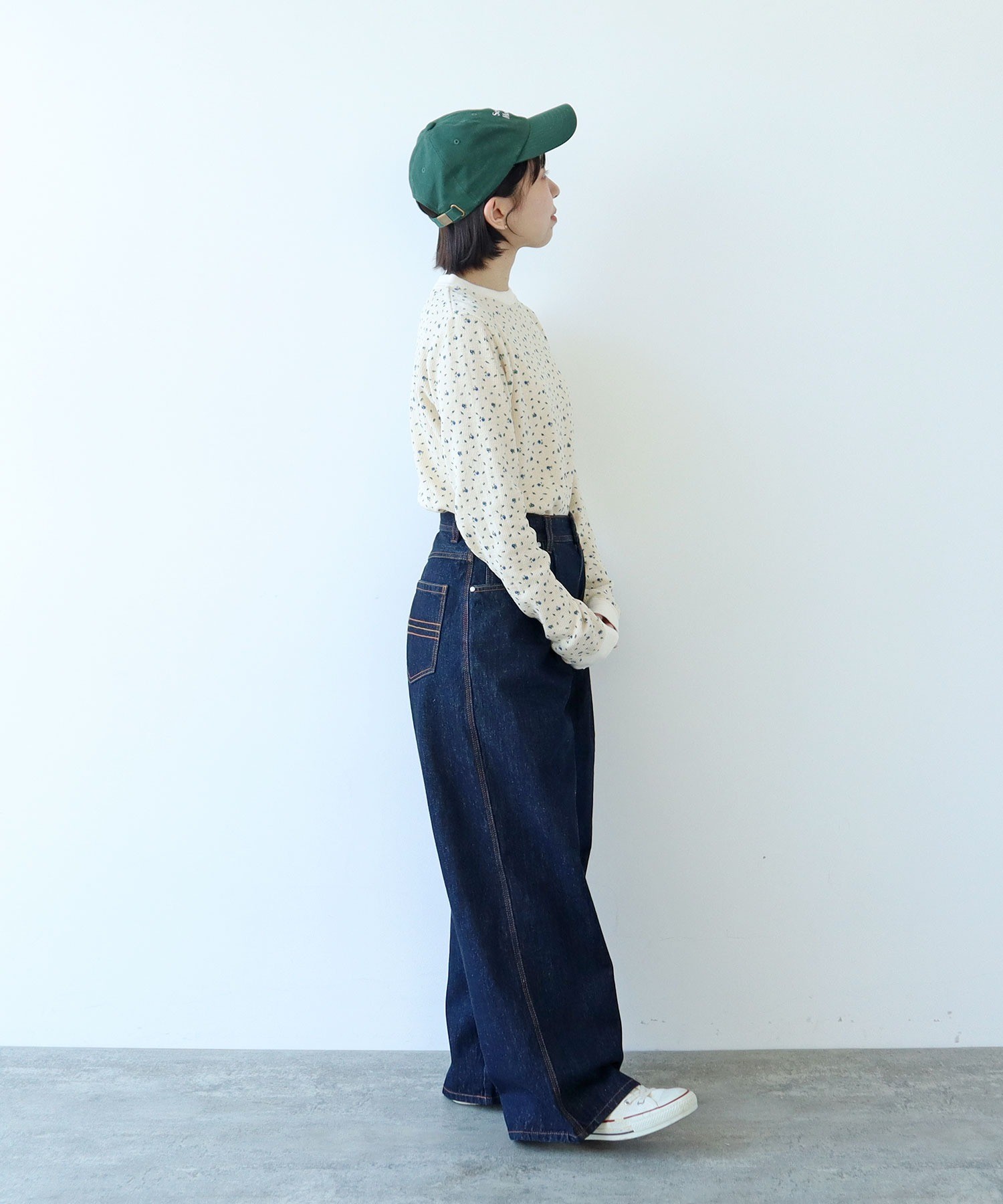 AMBIDEX Store ○USEDサーマル小花プリント 長袖カットソー(F アオ