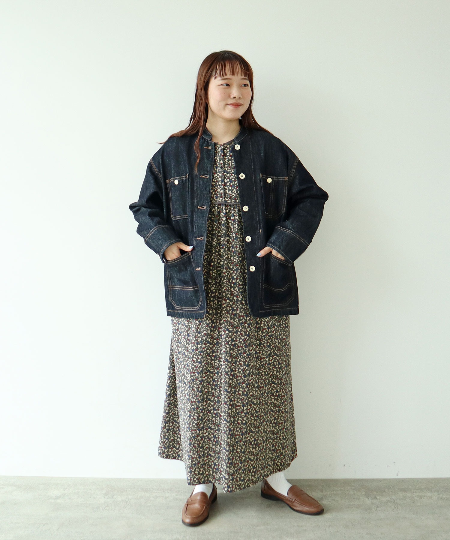 AMBIDEX Store △○シャツコール 小花プリントパイピングワンピース(F