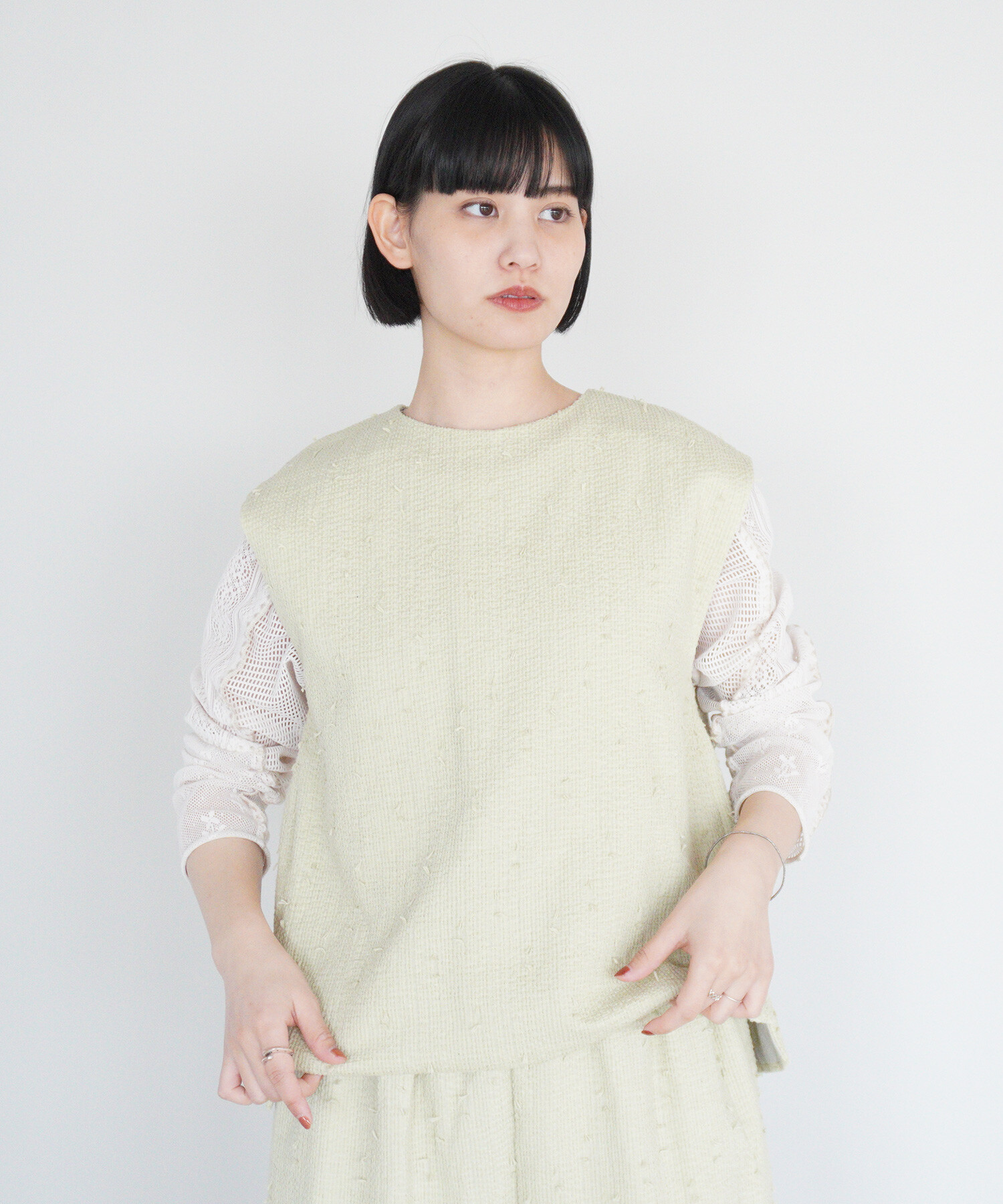 AMBIDEX Store 〇sashiko jacquard ベスト(F チャコールグレー