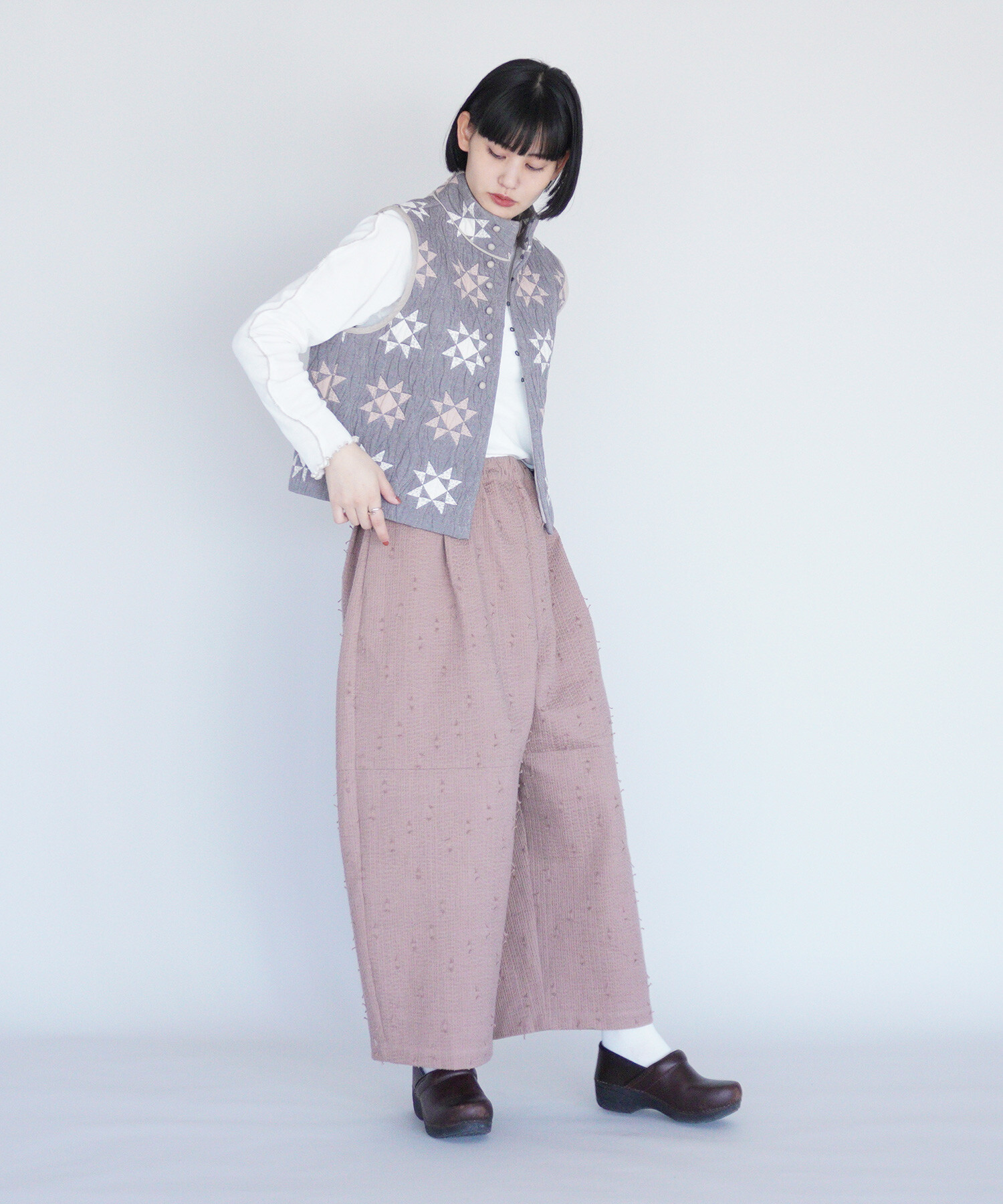 AMBIDEX Store 〇sashiko jacquard ボリュームパンツ(F ライト
