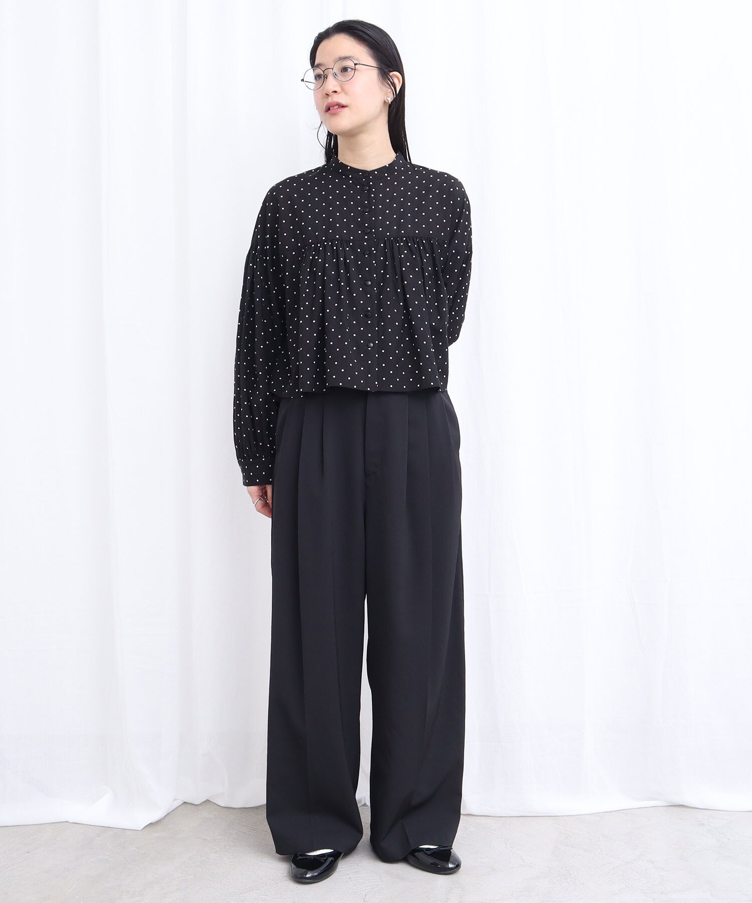 AMBIDEX Store 〇CottonCupra lawn short blouse (F クロ): l'atelier