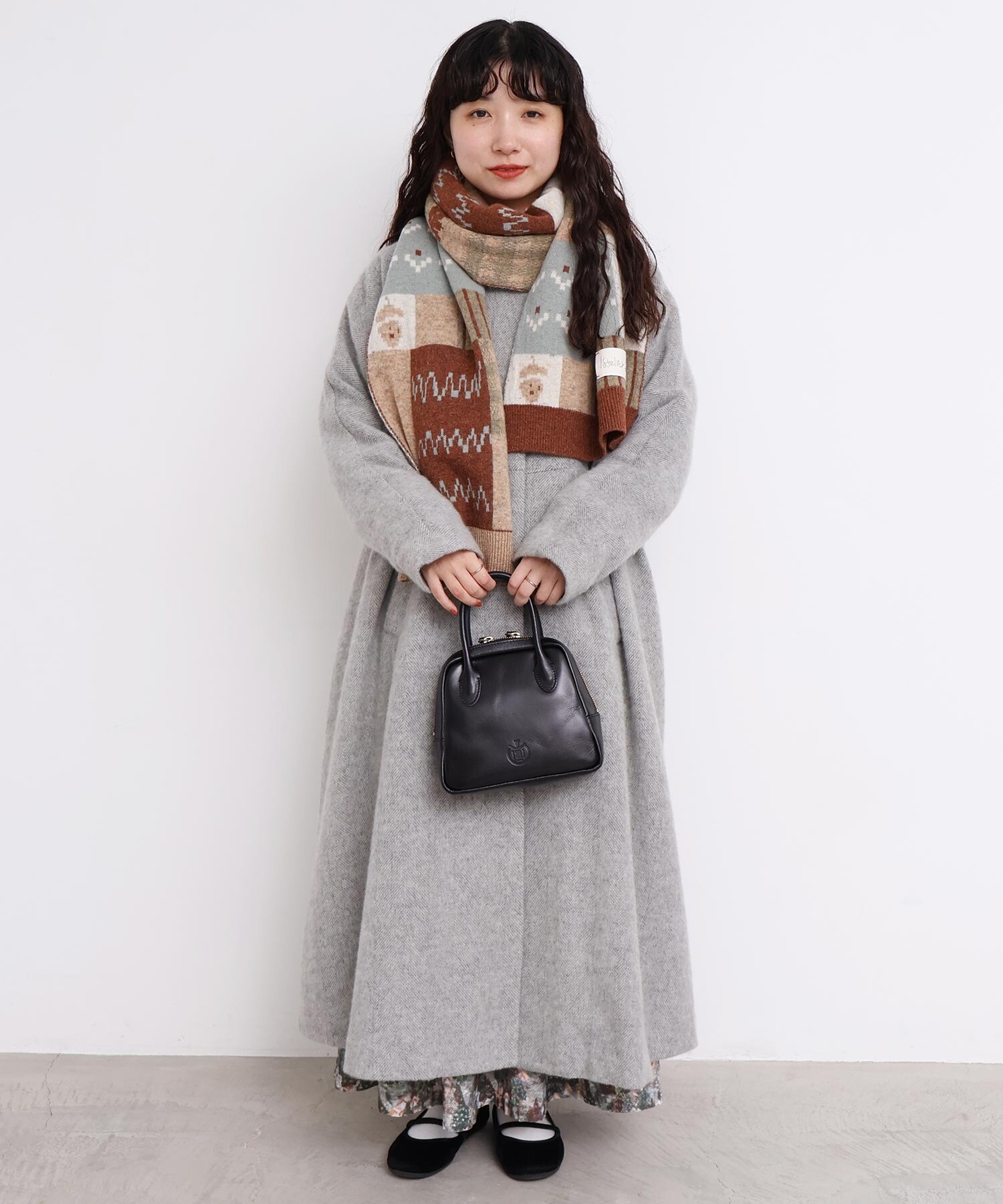 AMBIDEX Store 〇ヘリンボーンウール ドルマンギャザーコート (F クロ