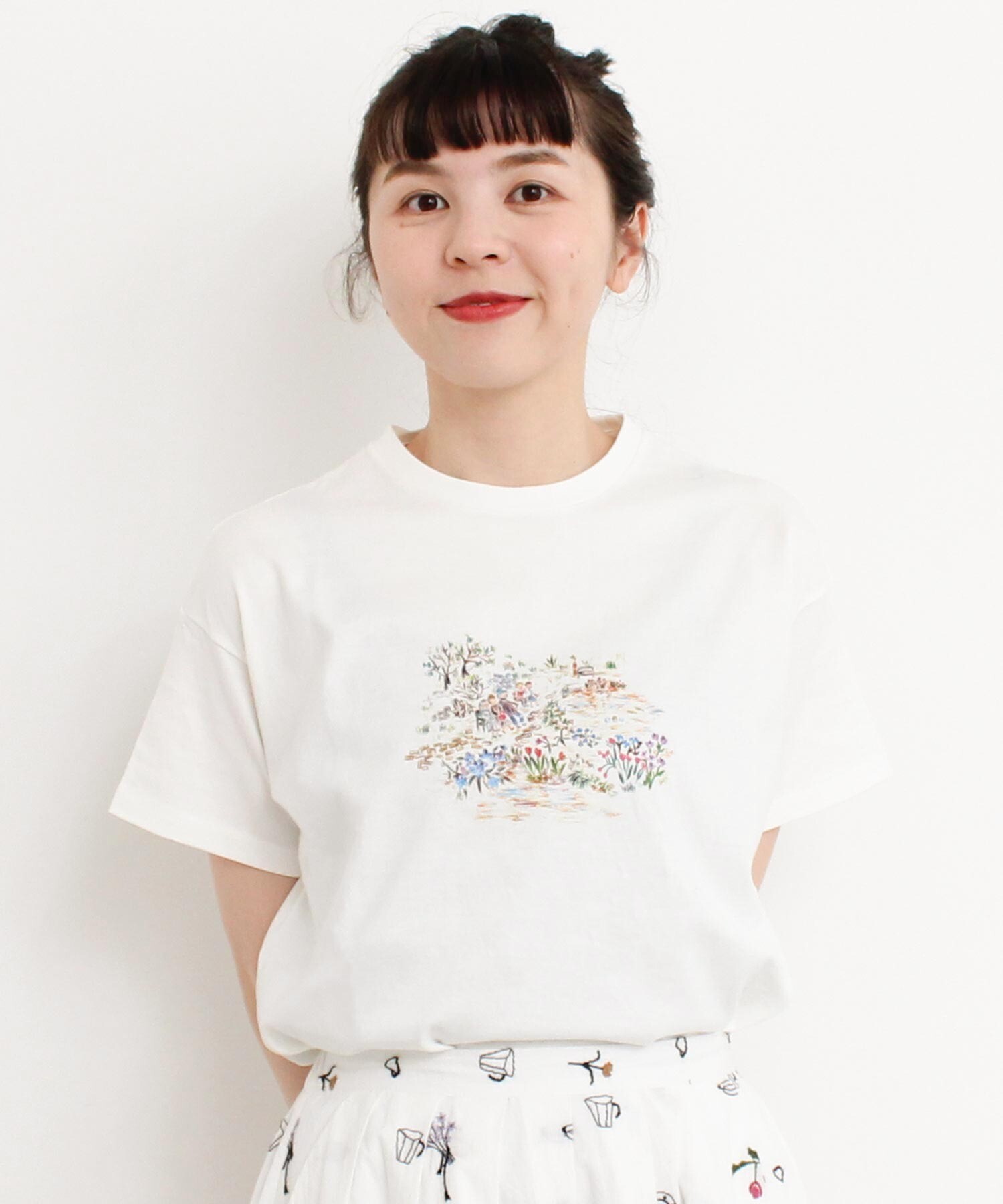 AMBIDEX Store 〇花にあつまる人たち プリント半袖Tシャツ(F オートミール): l'atelier du savon