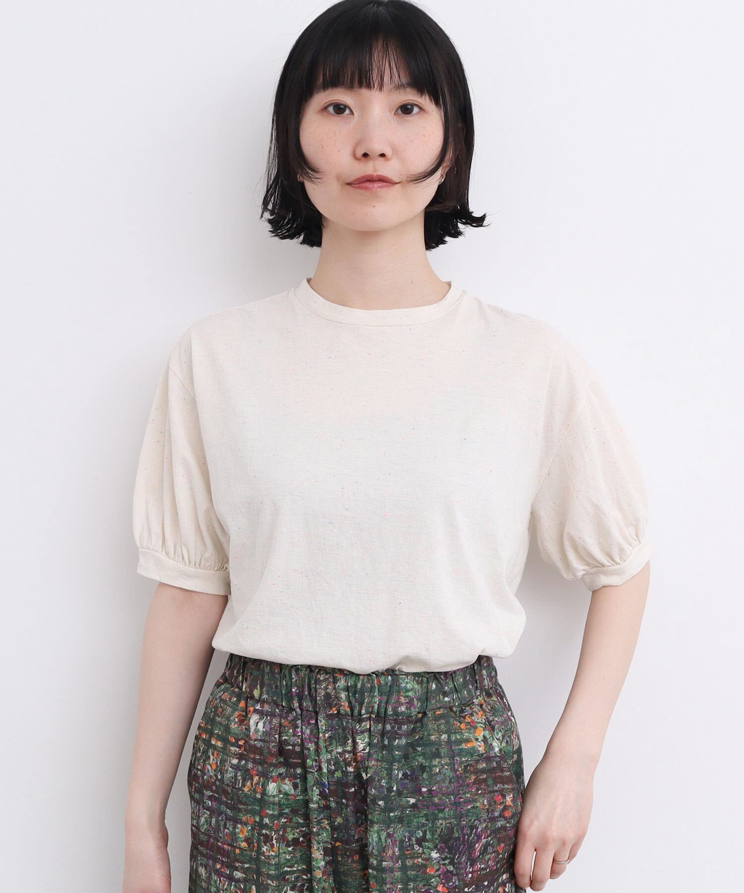 AMBIDEX Store 【予約販売】〇カラフルネップ天竺 パフ袖Tシャツ