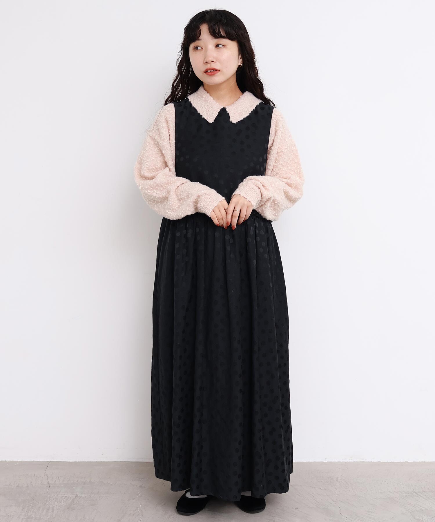 AMBIDEX Store 〇サテンジャガード まばらドットノースリ