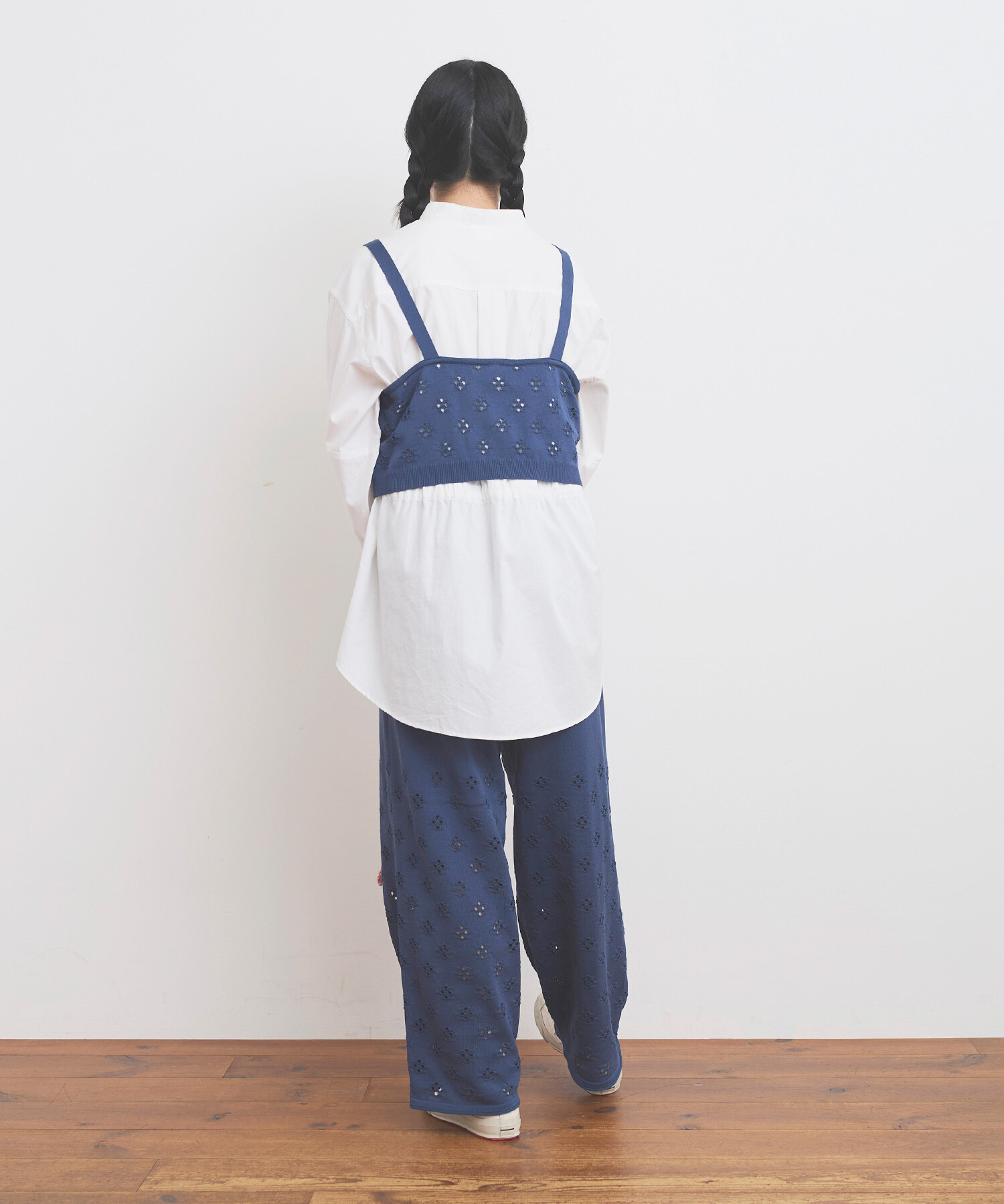 新作！ドロップショルダーシアーフラワーパフスリーブチュニック