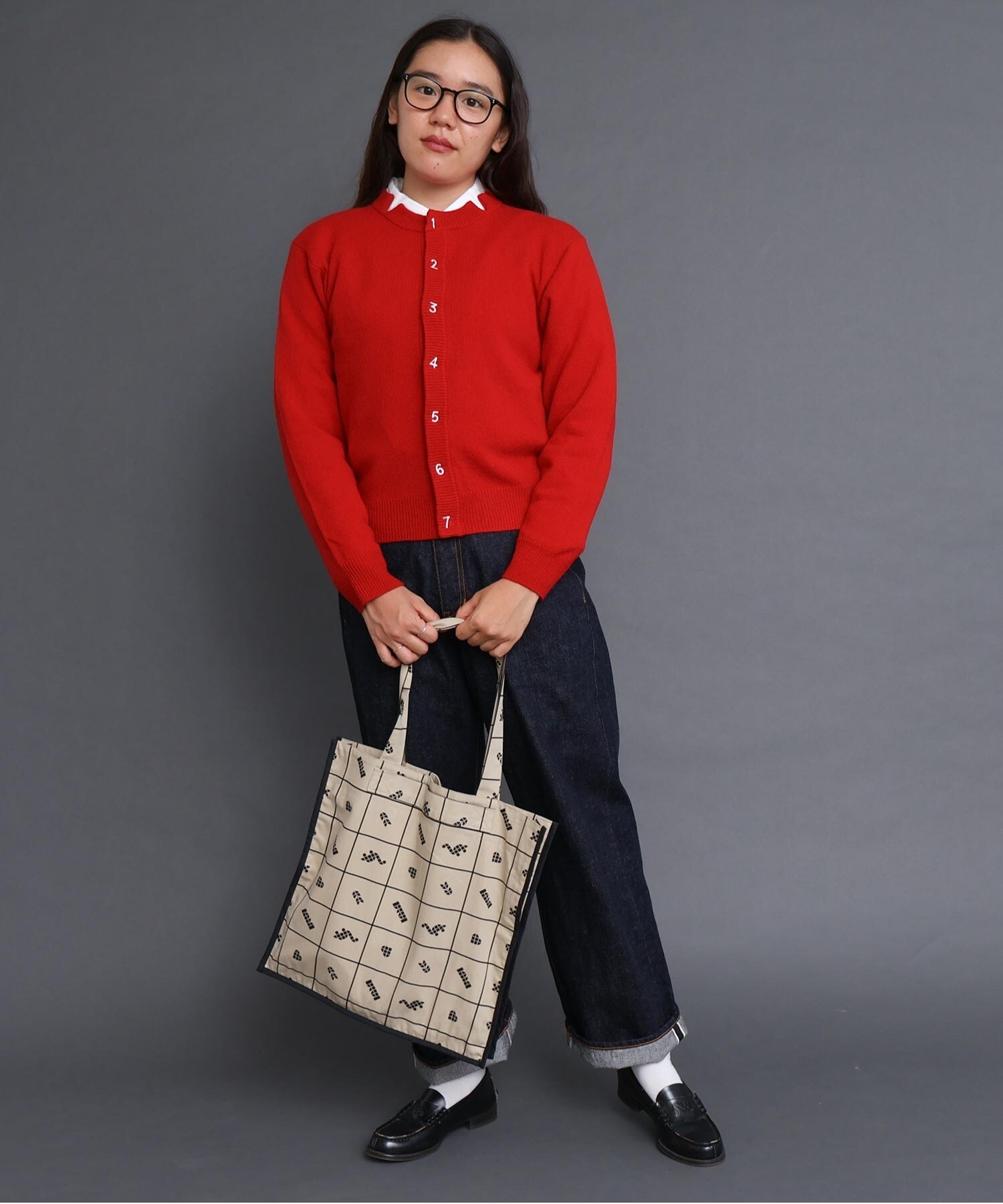 AMBIDEX Store 〇UPW数字刺繍クルーカーディガン (F パープル