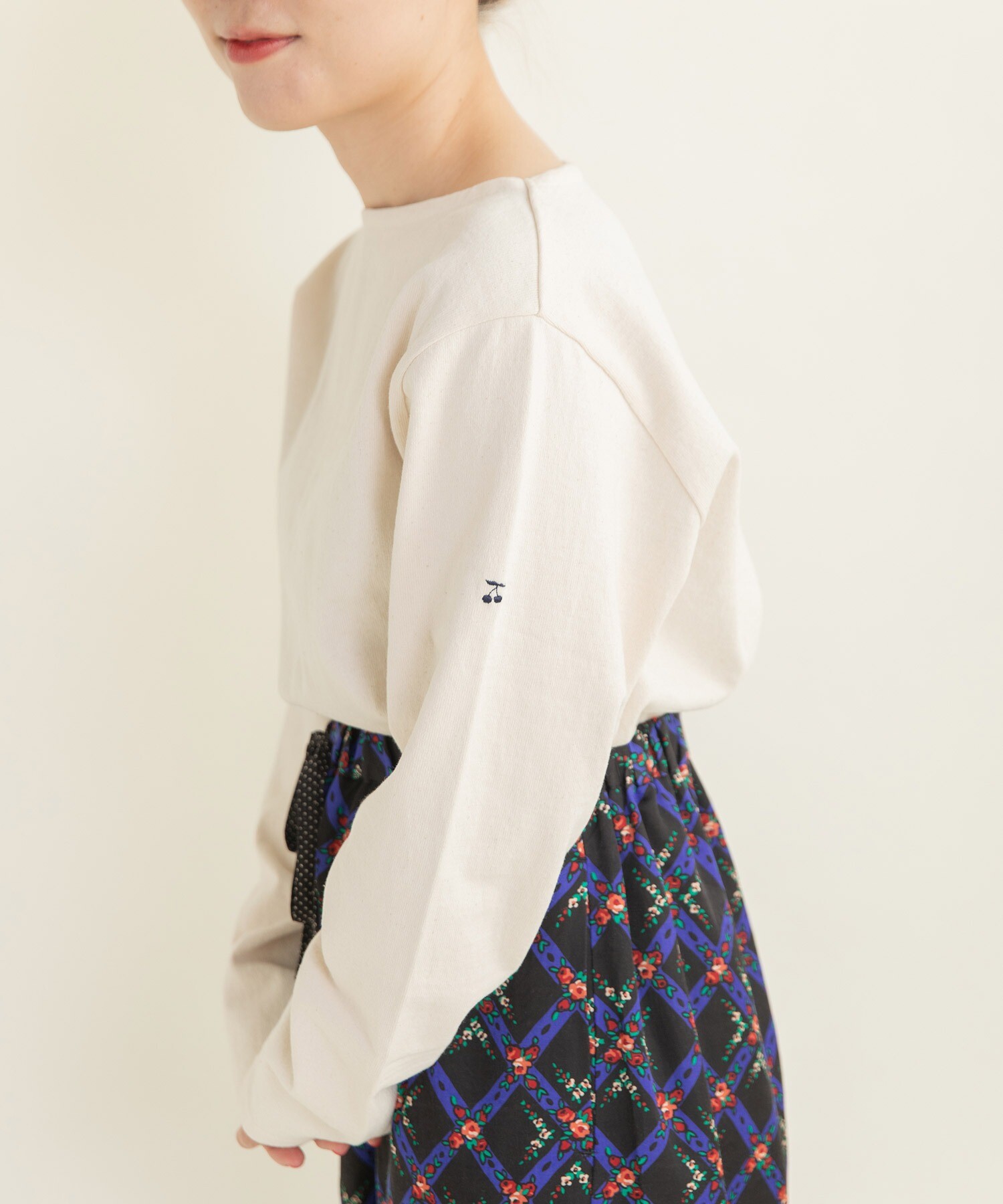 ことり様 オーダーページ AMBIDEX Store 16/2空紡糸ボーダー チェリー刺繍プルオーバー(F アオ