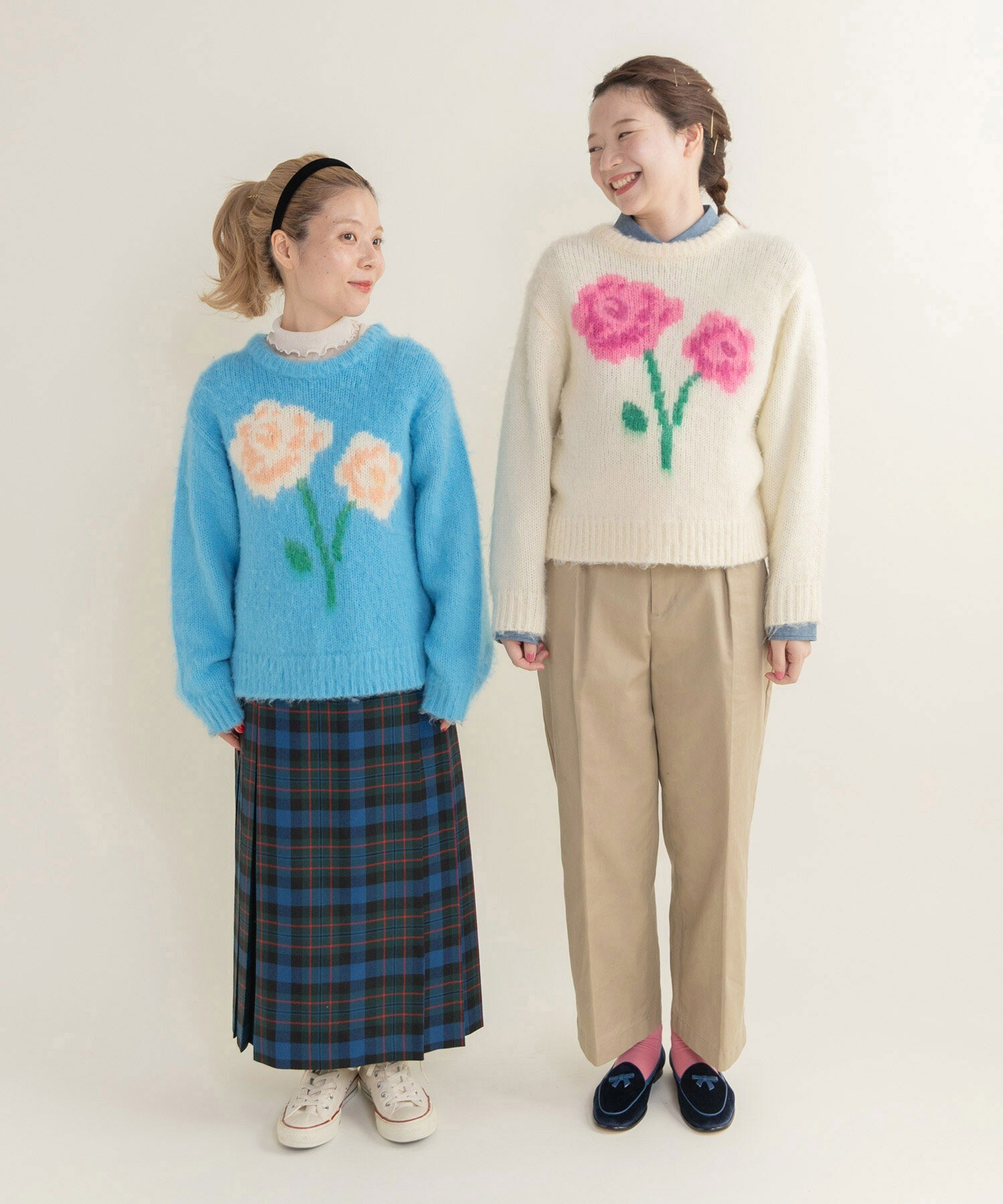 AMBIDEX Store ○花モチーフ起毛インターシャプルオーバー(F