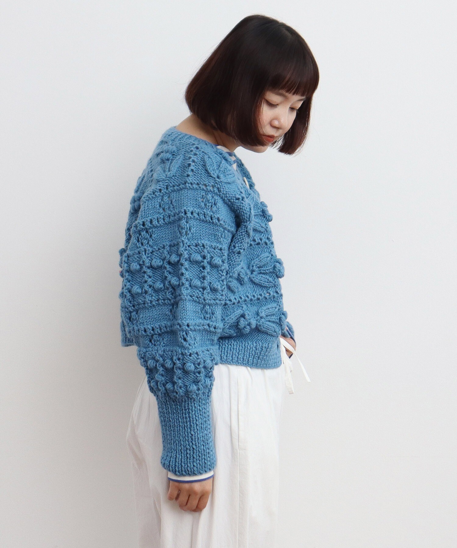 ネパールギルボックス もよう編みショートカーディガン