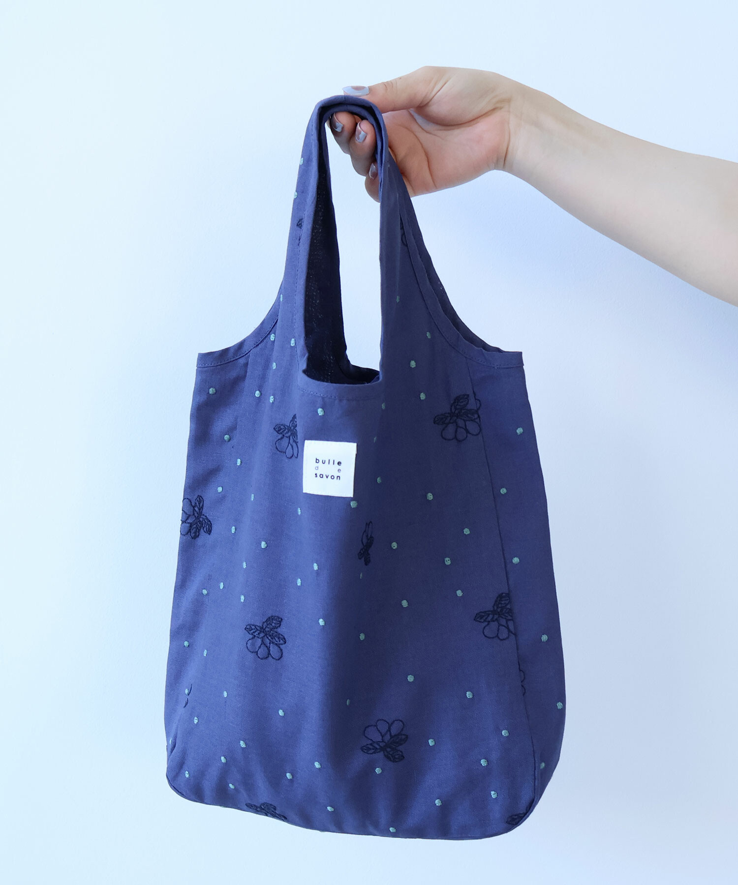 ビーズ刺繍 ネイビー ハンドバッグ AMBIDEX Store ○ びわ刺繍 バッグ(F シロ): bulle de savon