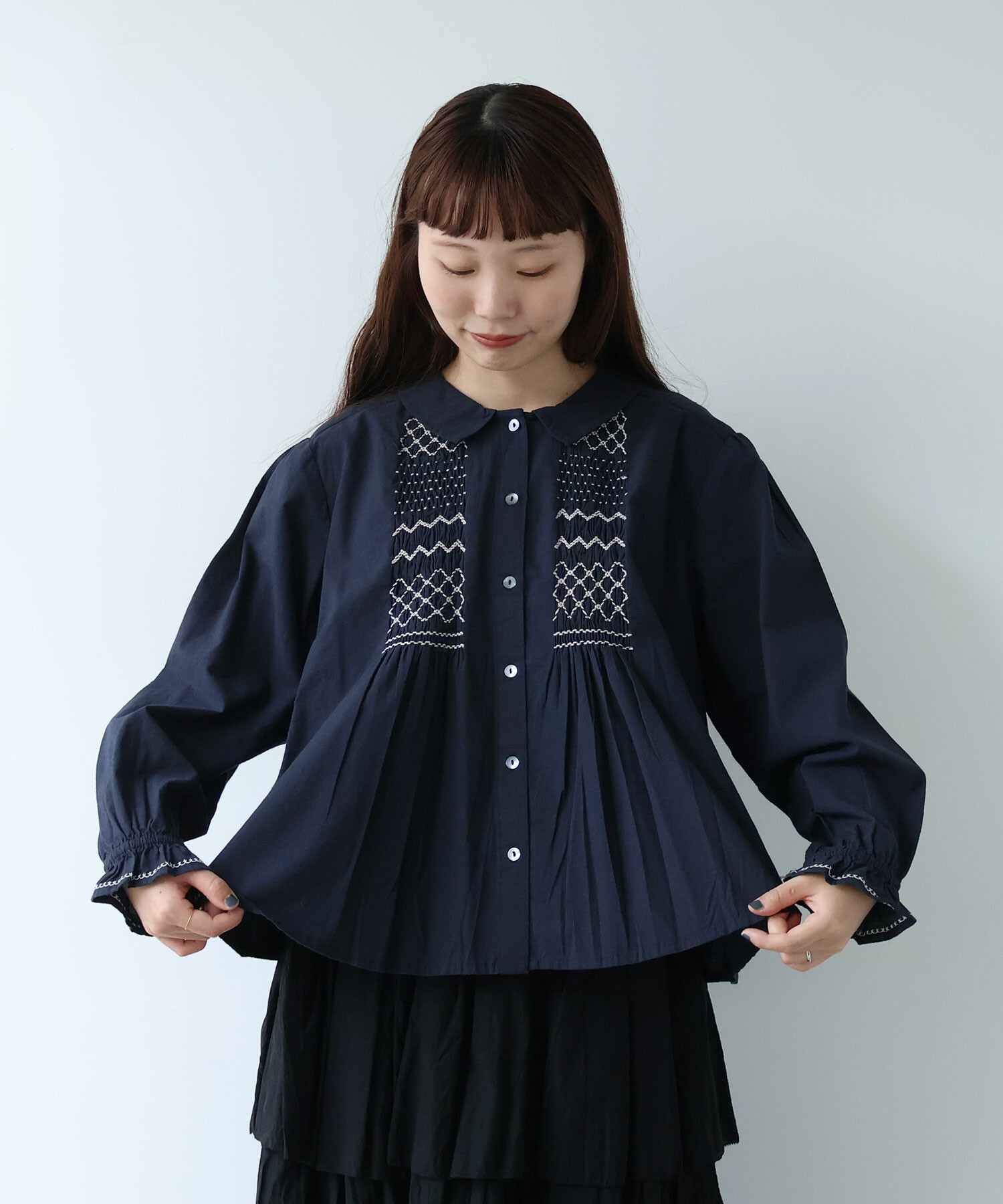 AMBIDEX Store ○ smocking fuwari ブラウス(F クロ): bulle de savon