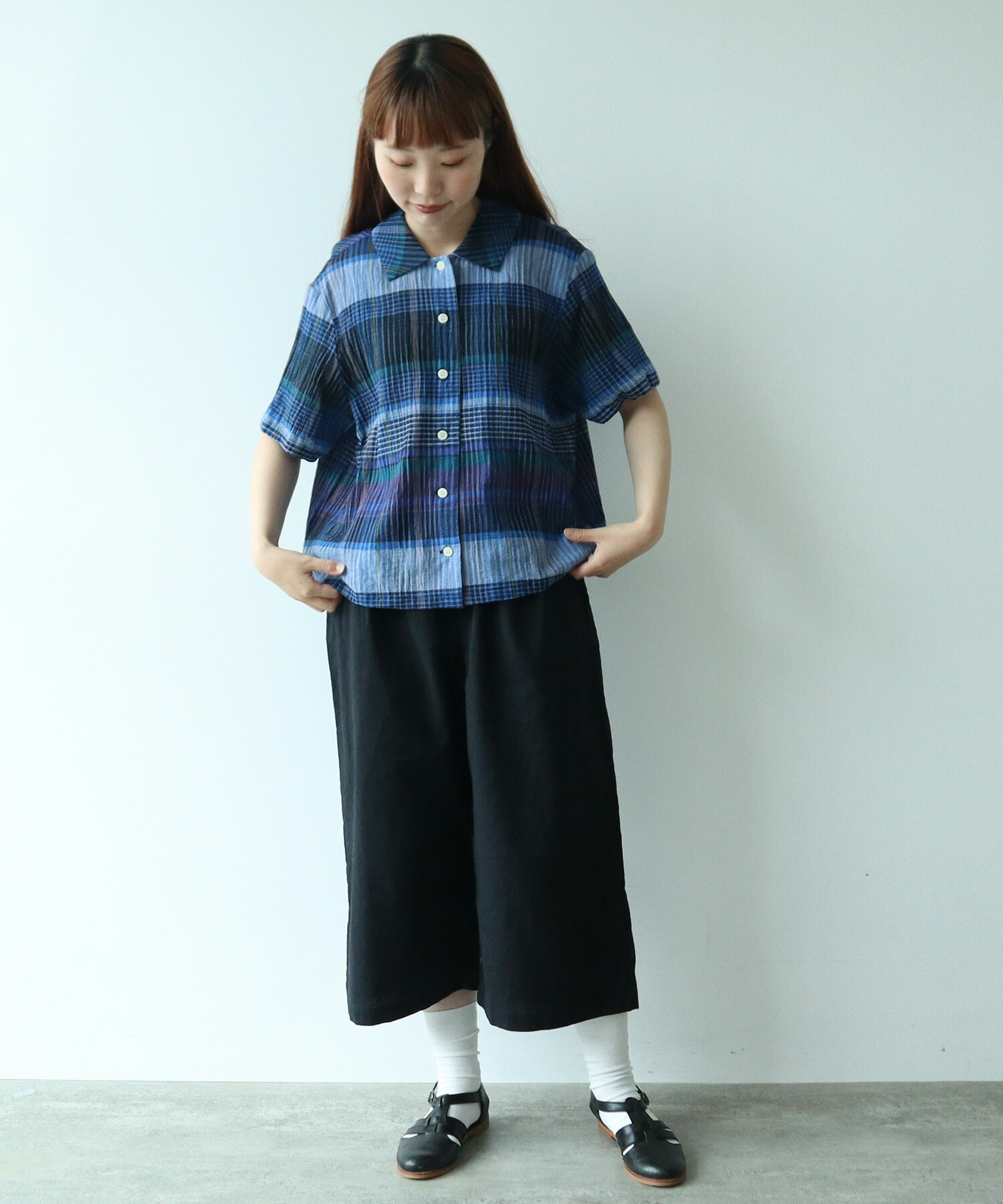 AMBIDEX Store △〇 ビッグチェック ブラウス(F アオ): bulle de